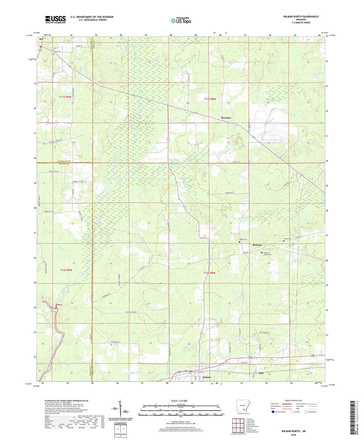 Wilmar North Arkansas US Topo Map Image