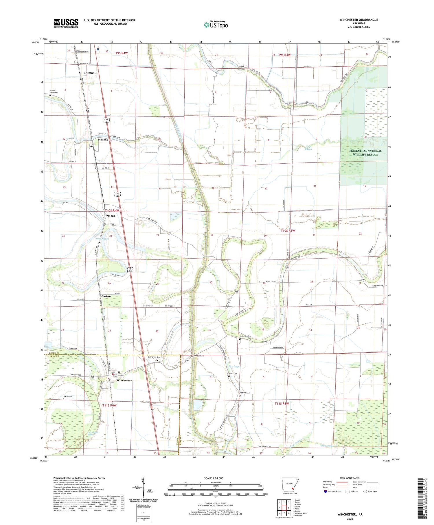 Winchester Arkansas US Topo Map Image