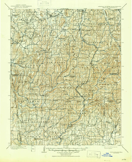Historic 1901 Winslow Arkansas 30'x30' Topo Map Image