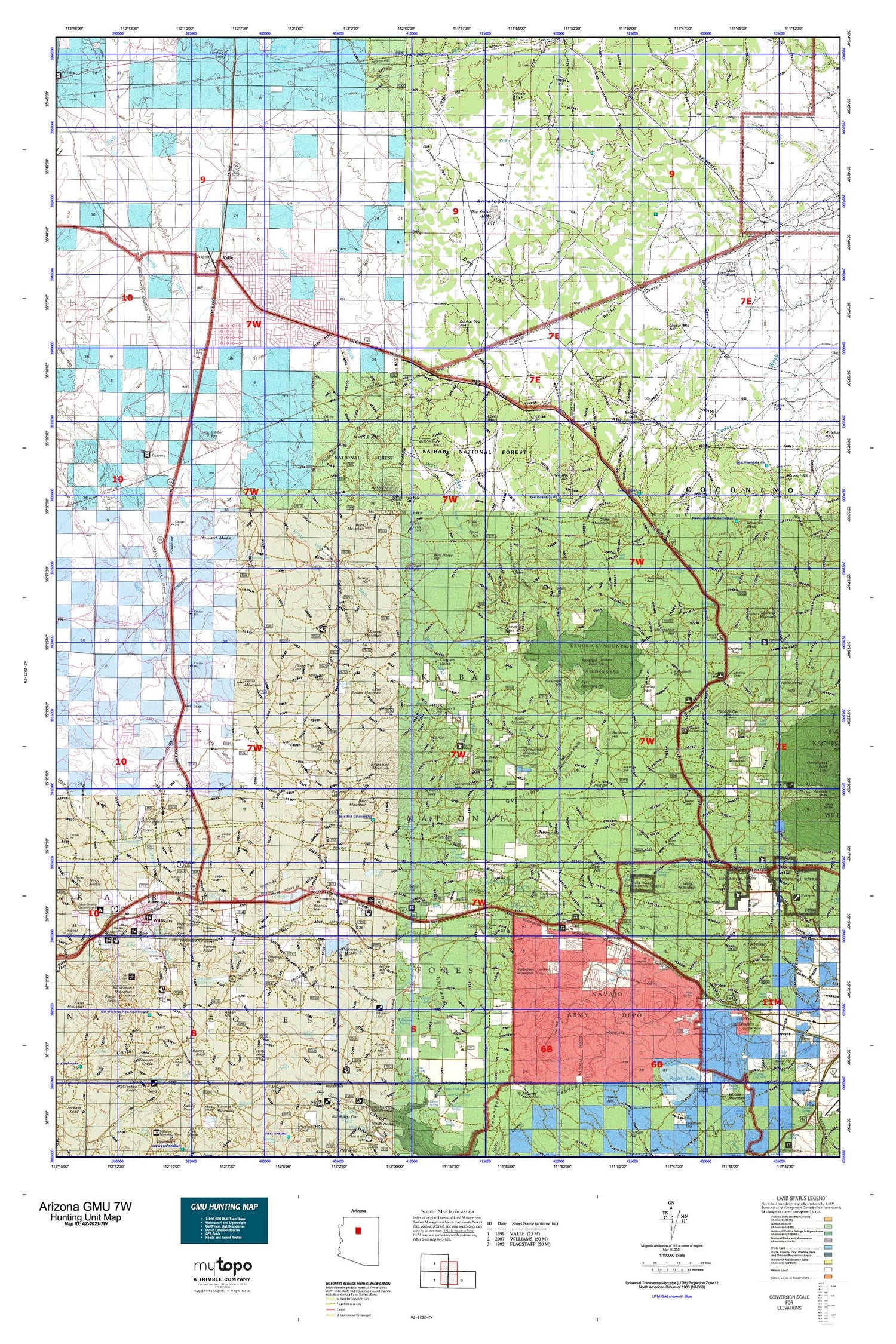Arizona GMU 7W Map Image