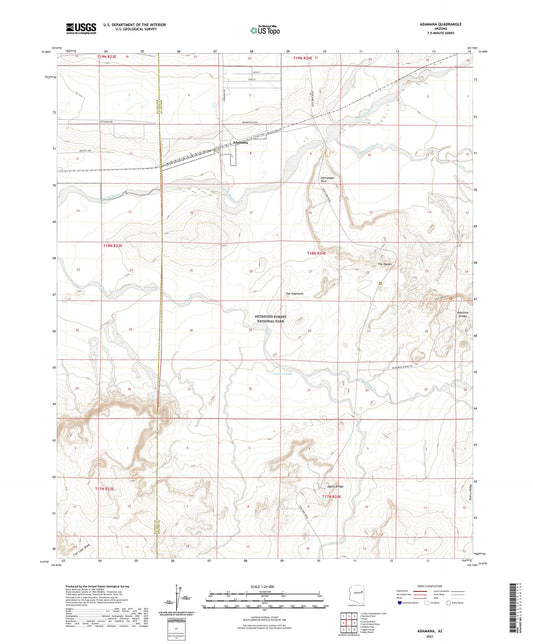 Adamana Arizona US Topo Map Image