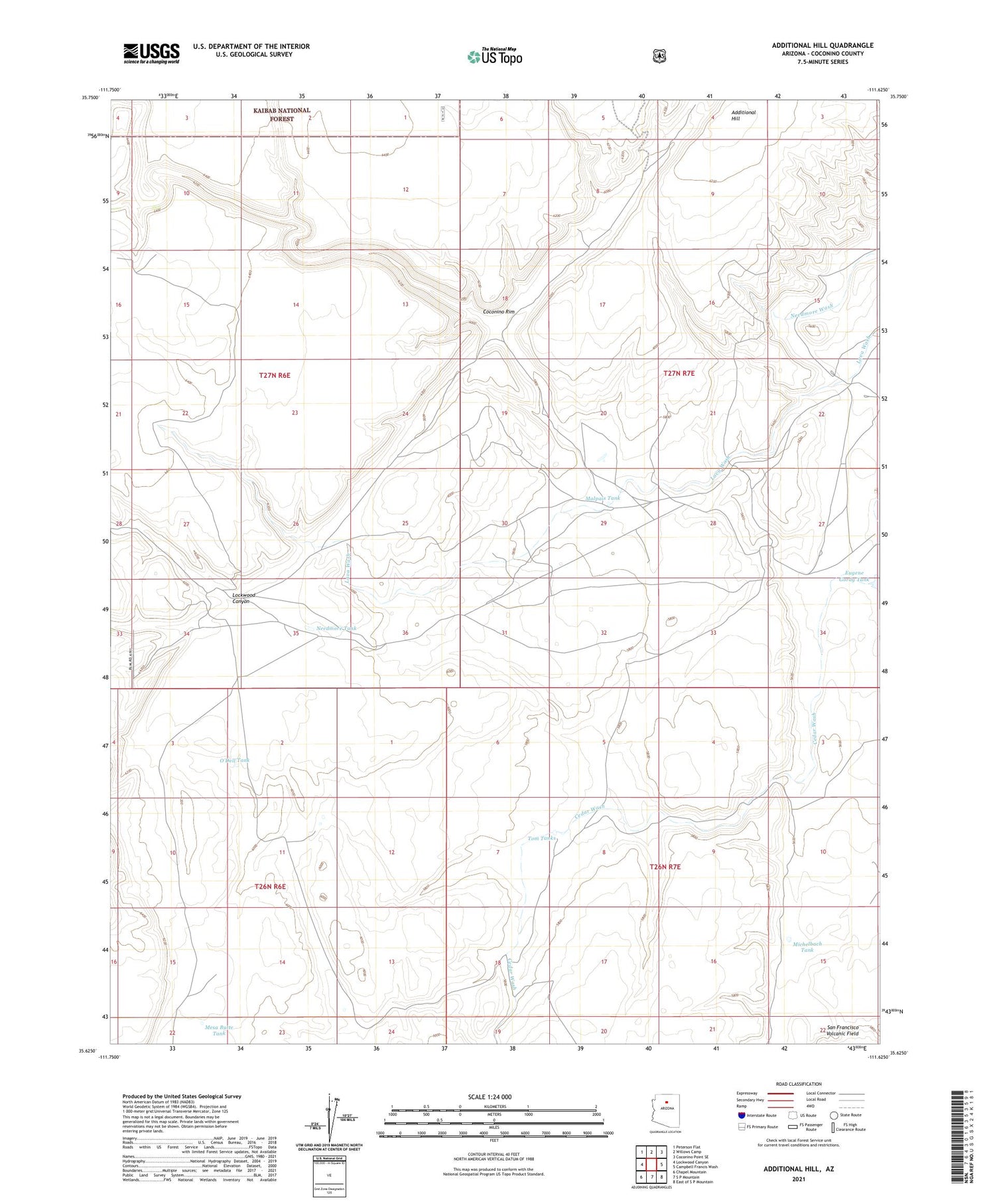 Additional Hill Arizona US Topo Map Image
