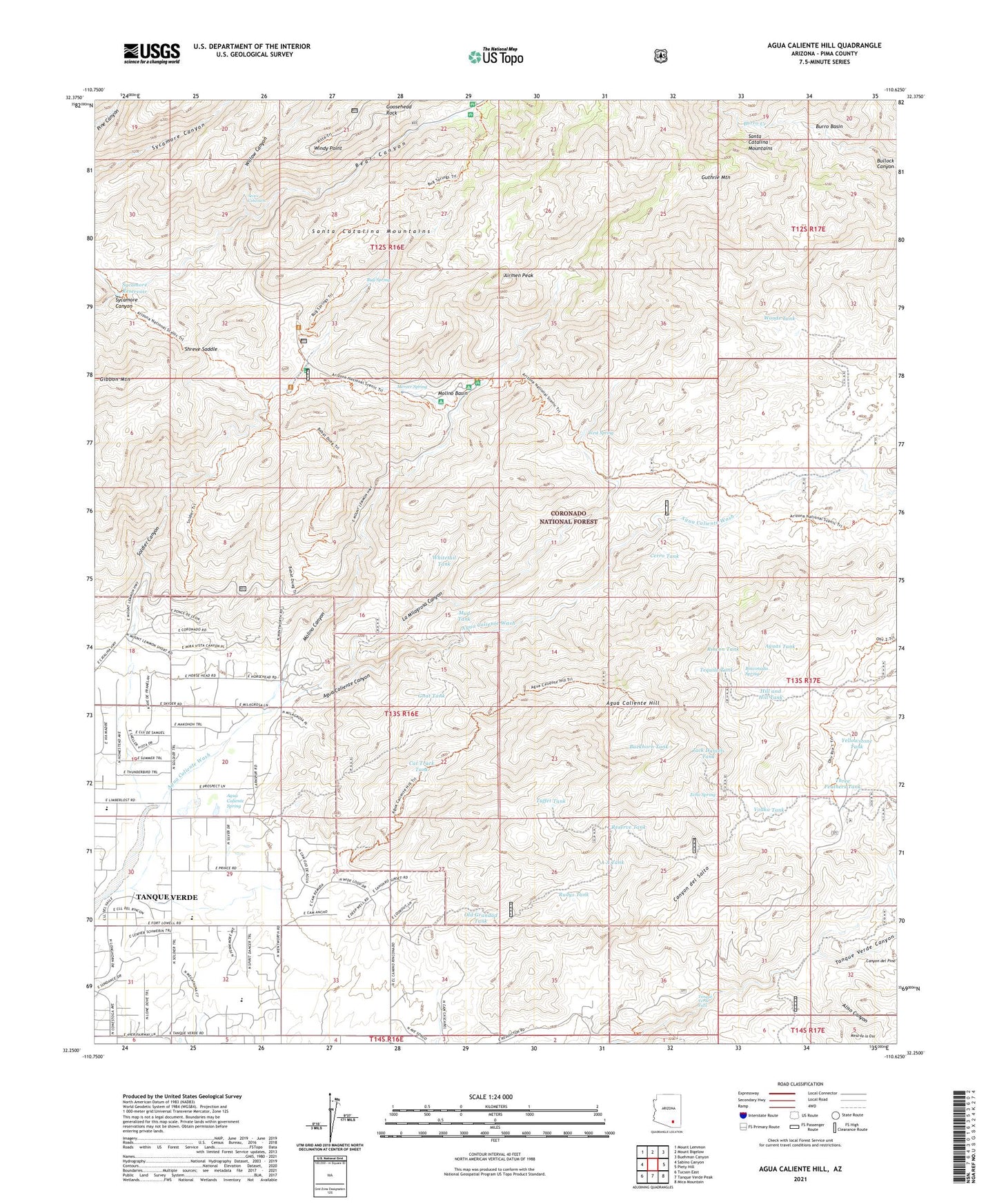 Agua Caliente Hill Arizona US Topo Map Image