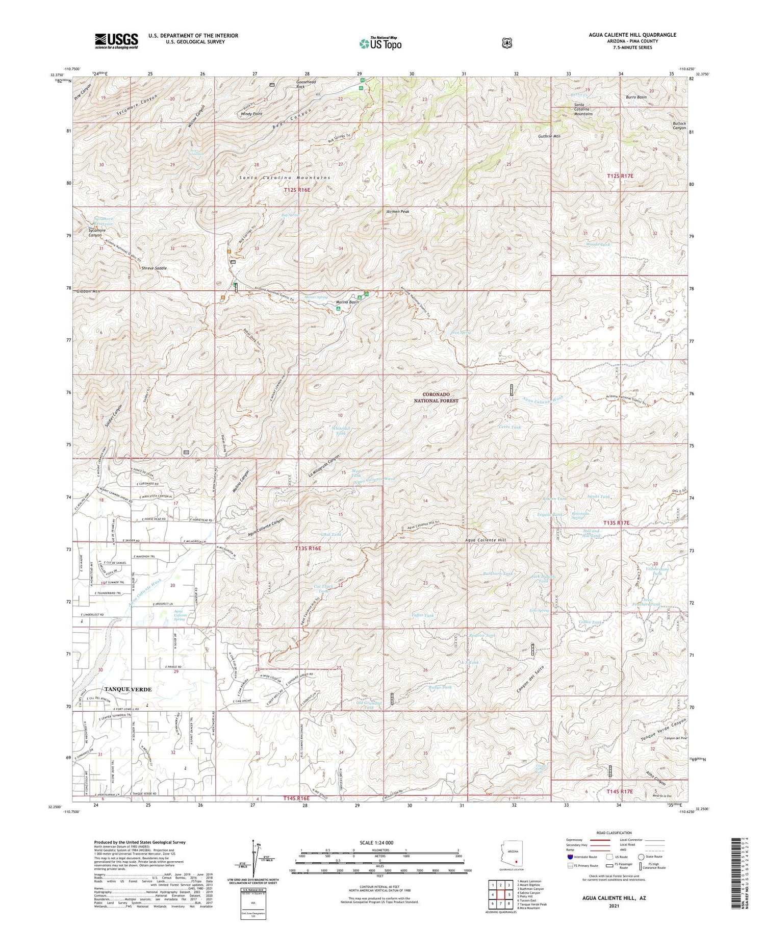 Agua Caliente Hill Arizona US Topo Map Image