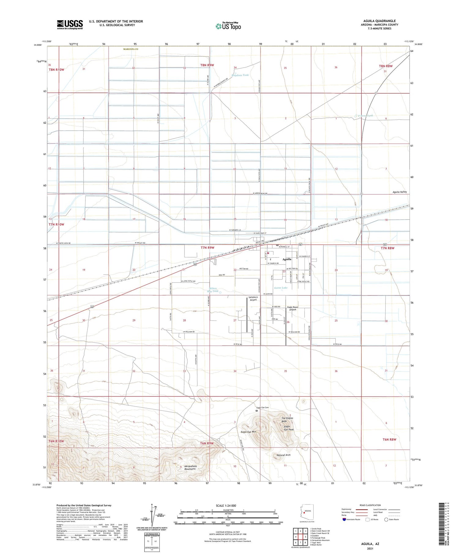 Aguila Arizona US Topo Map Image
