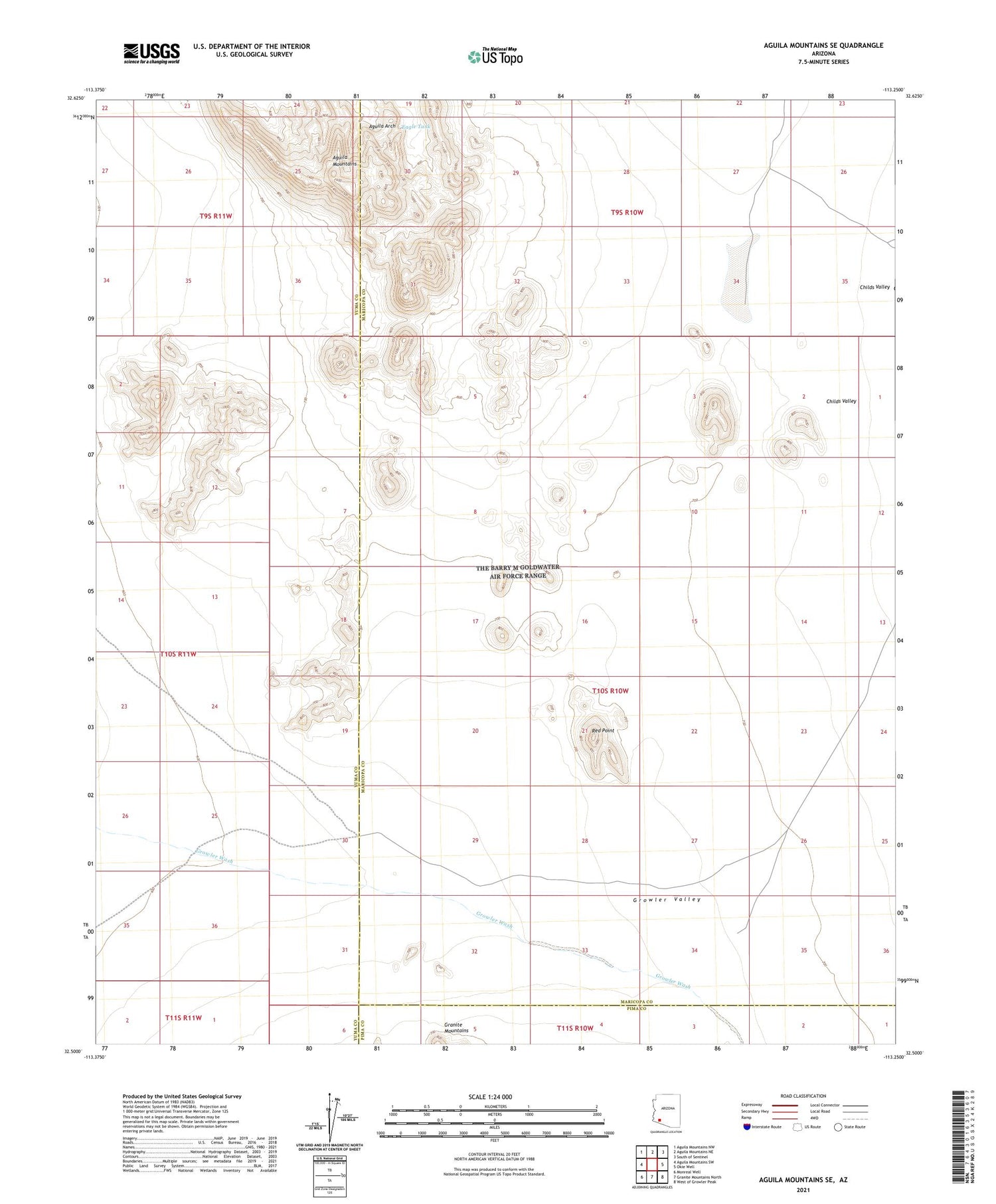 Aguila Mountains SE Arizona US Topo Map Image
