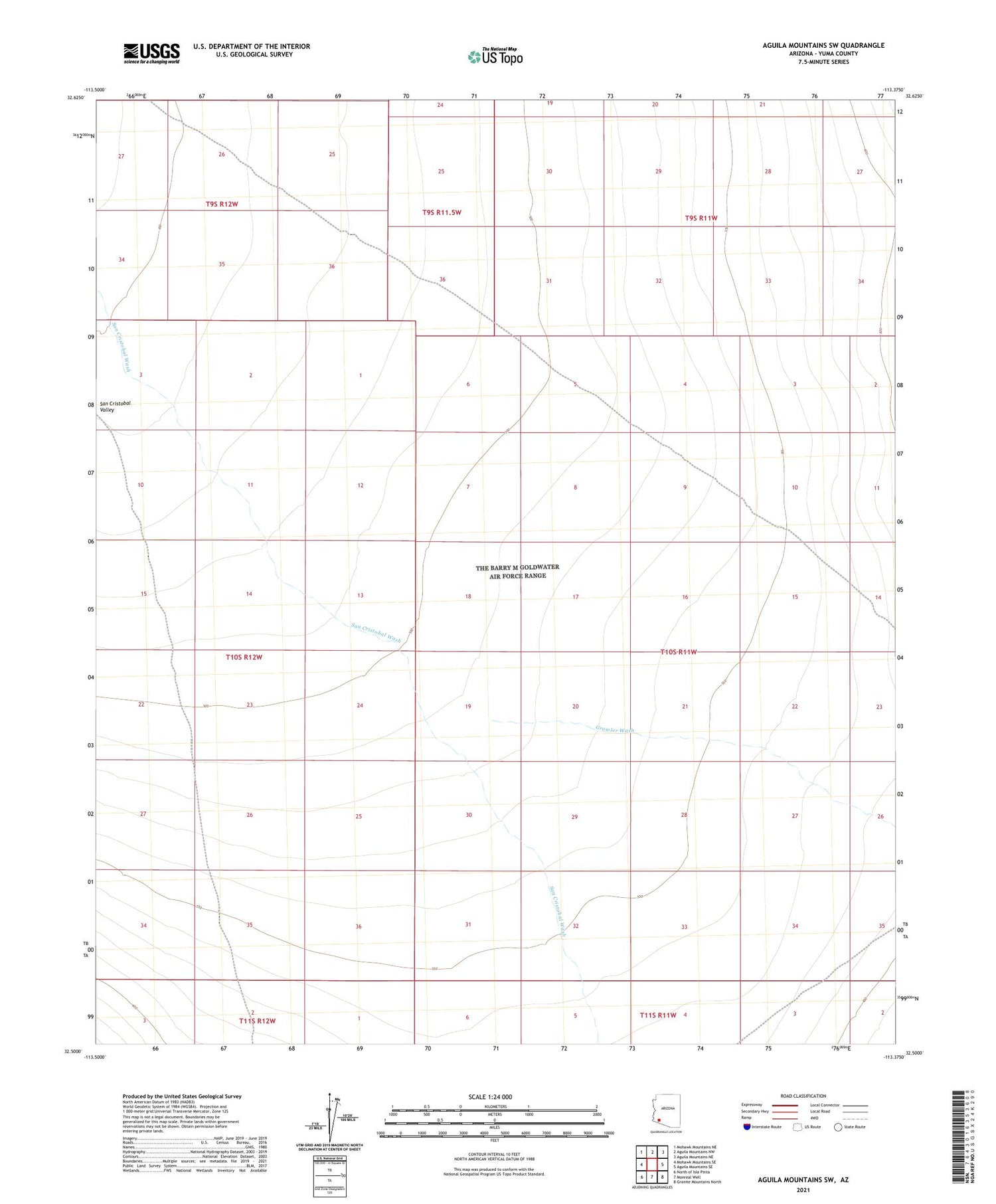 Aguila Mountains SW Arizona US Topo Map Image