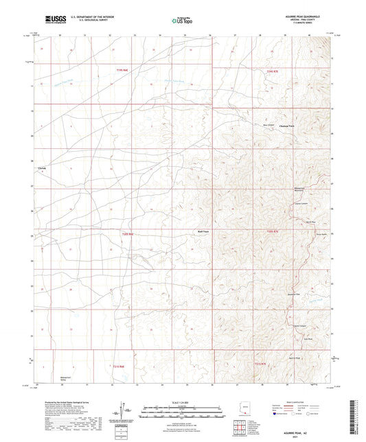 Aguirre Peak Arizona US Topo Map Image