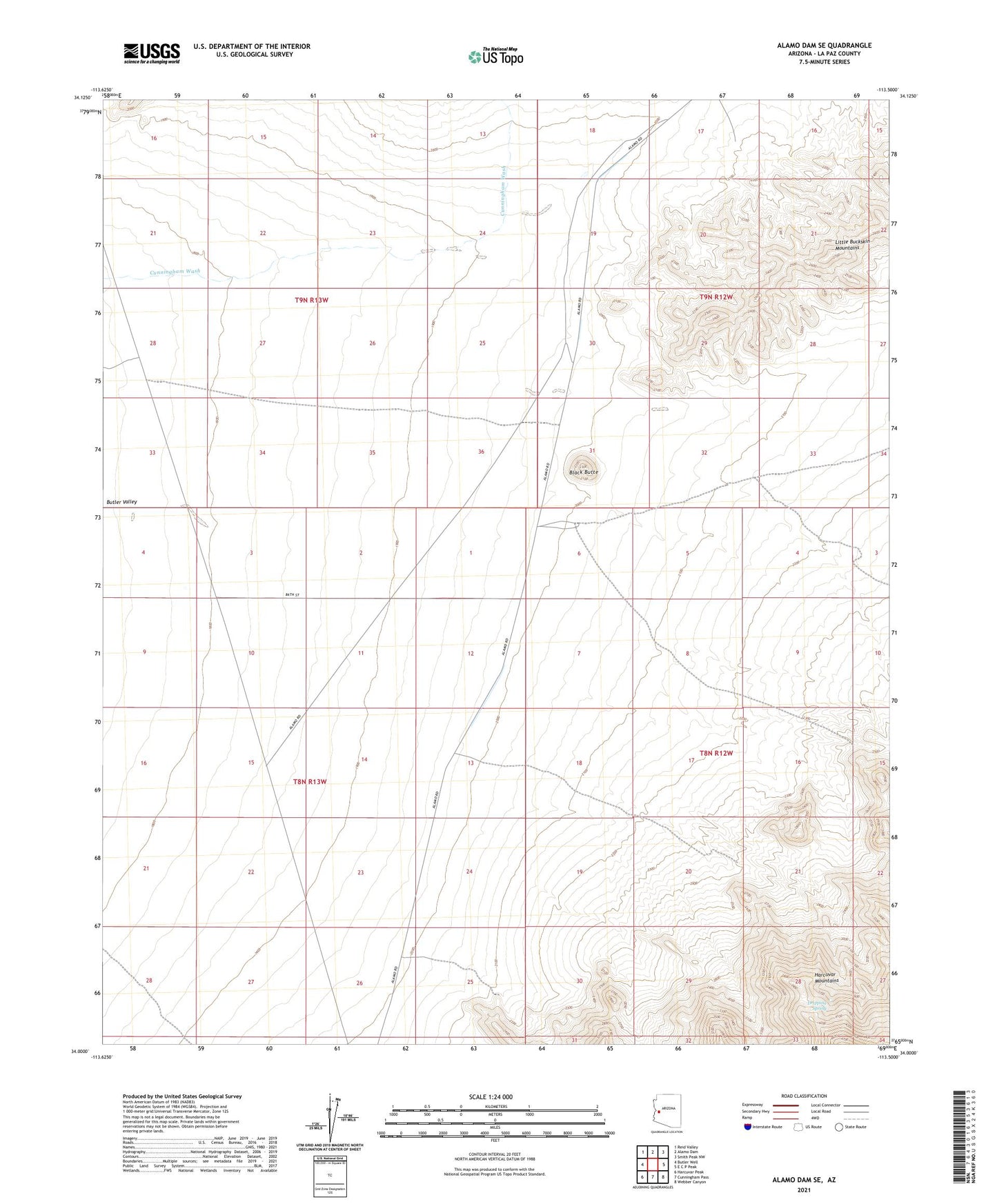 Alamo Dam SE Arizona US Topo Map Image