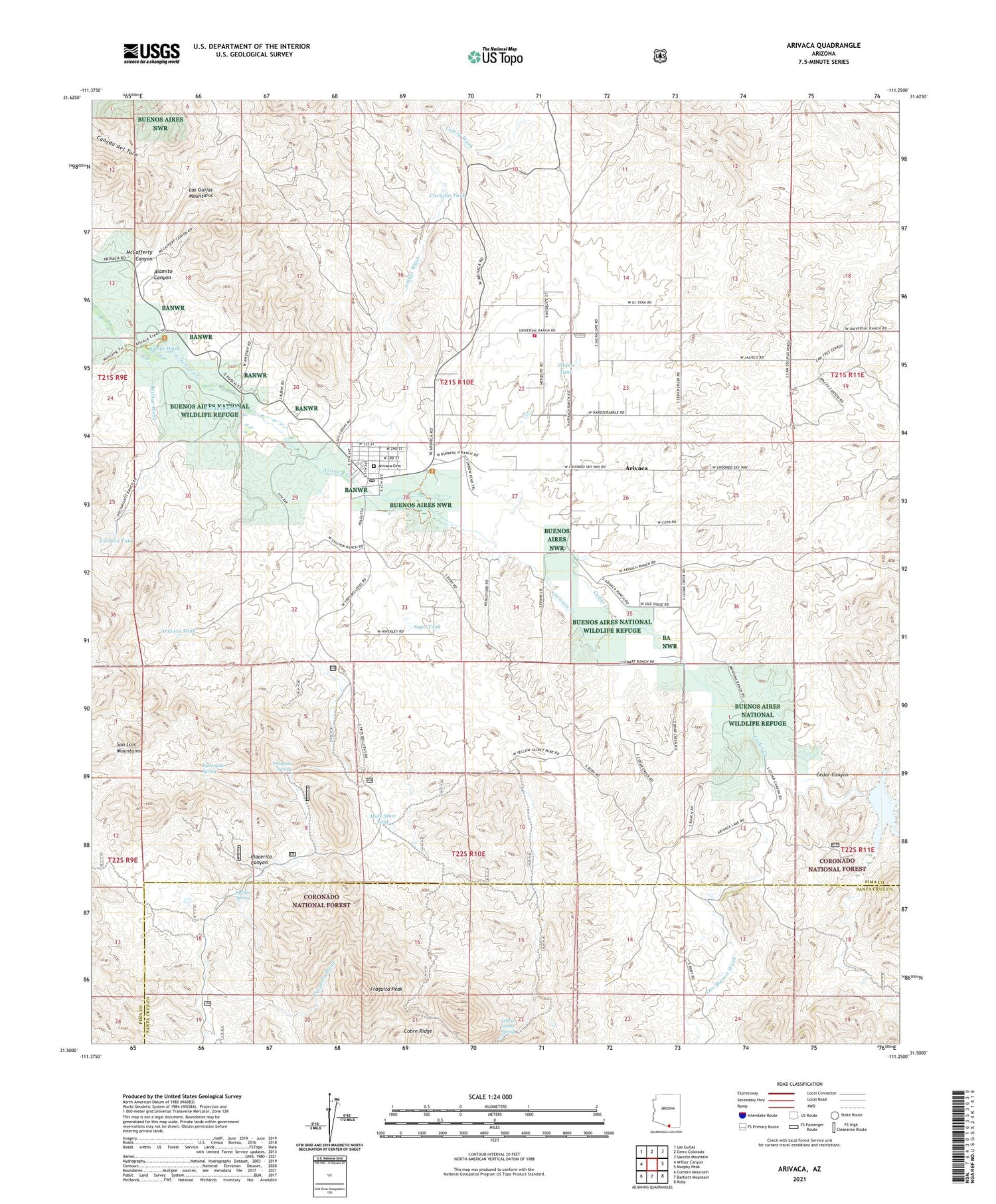 Arivaca Arizona US Topo Map Image