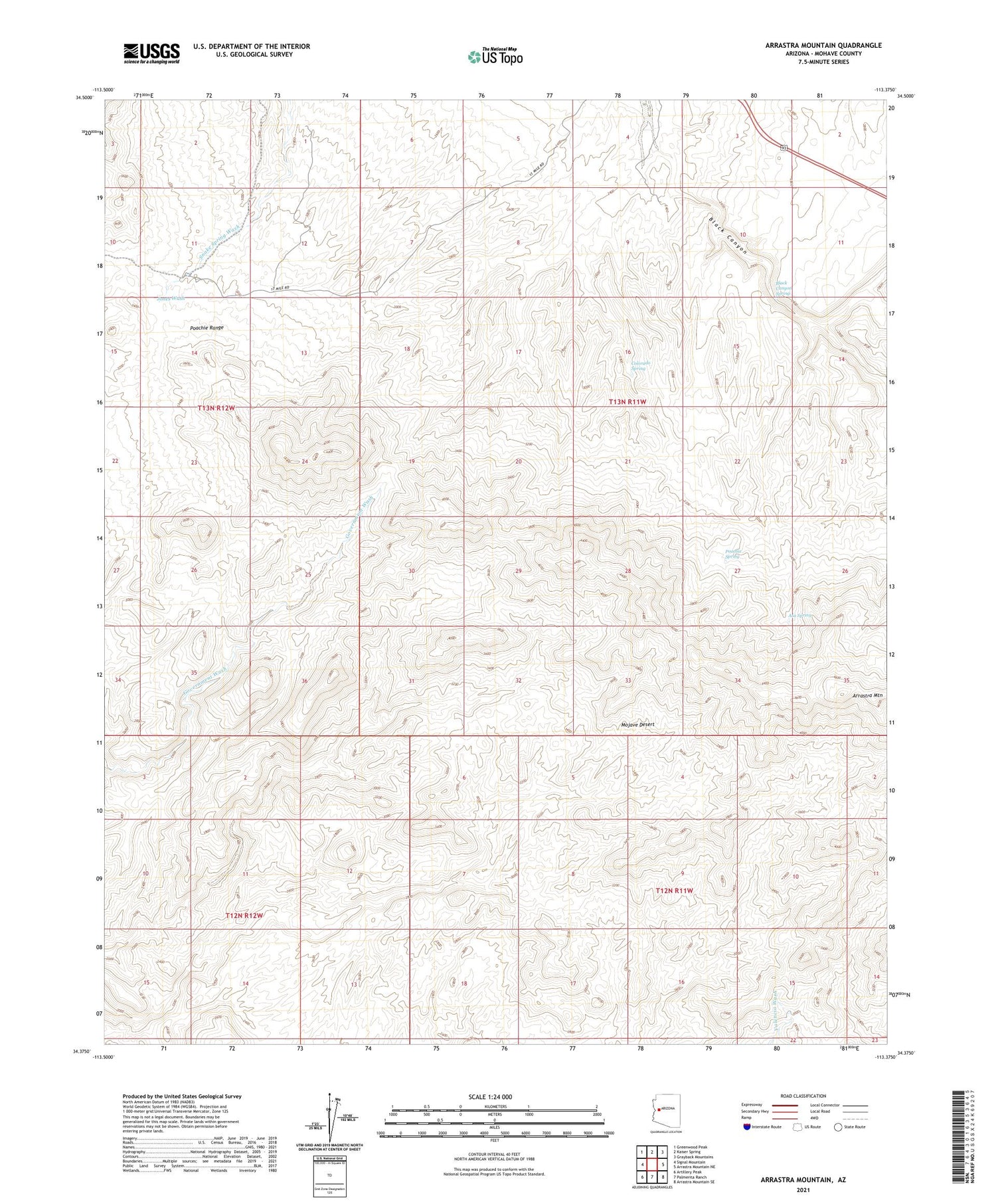 Arrastra Mountain Arizona US Topo Map Image