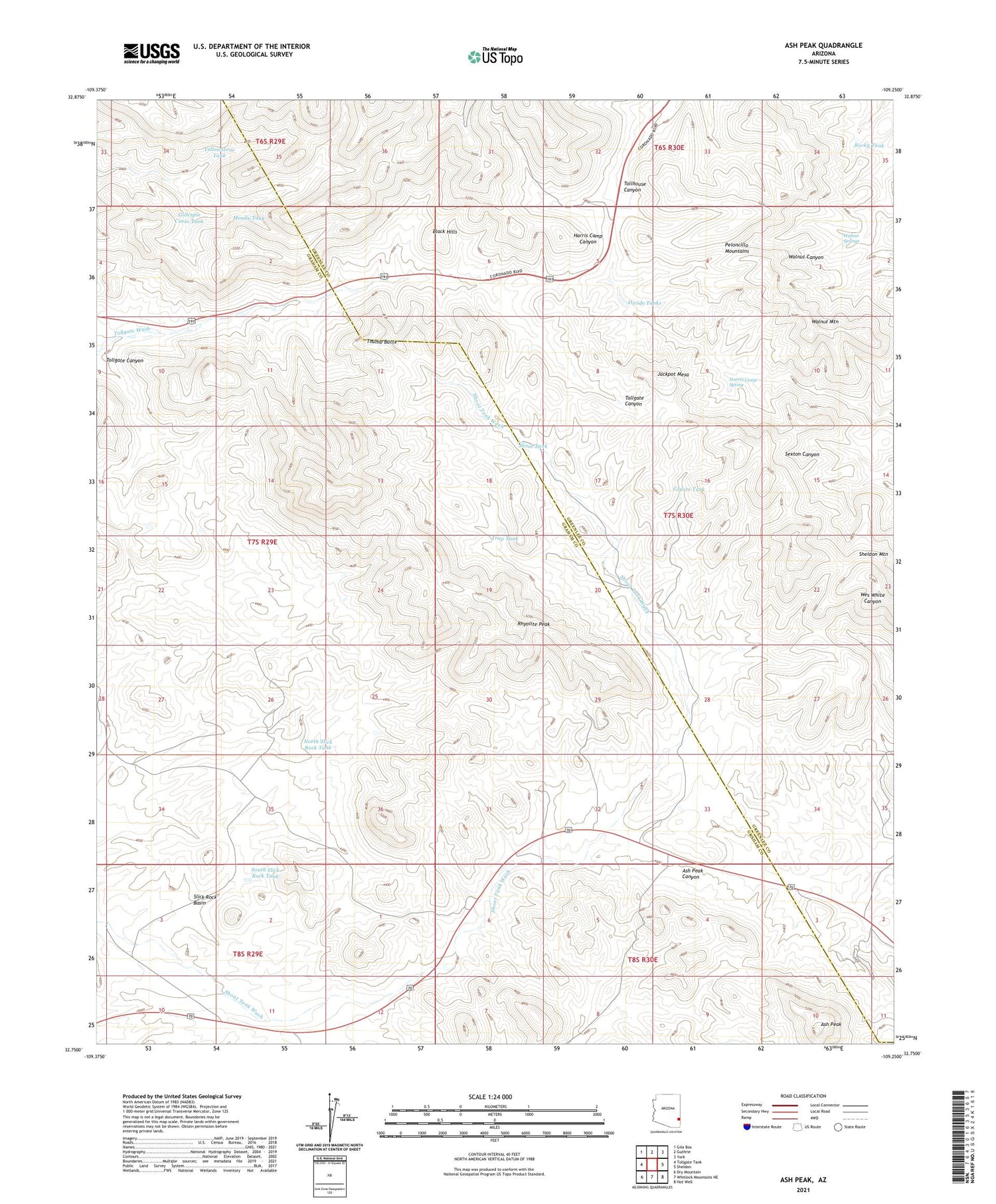 Ash Peak Arizona US Topo Map Image