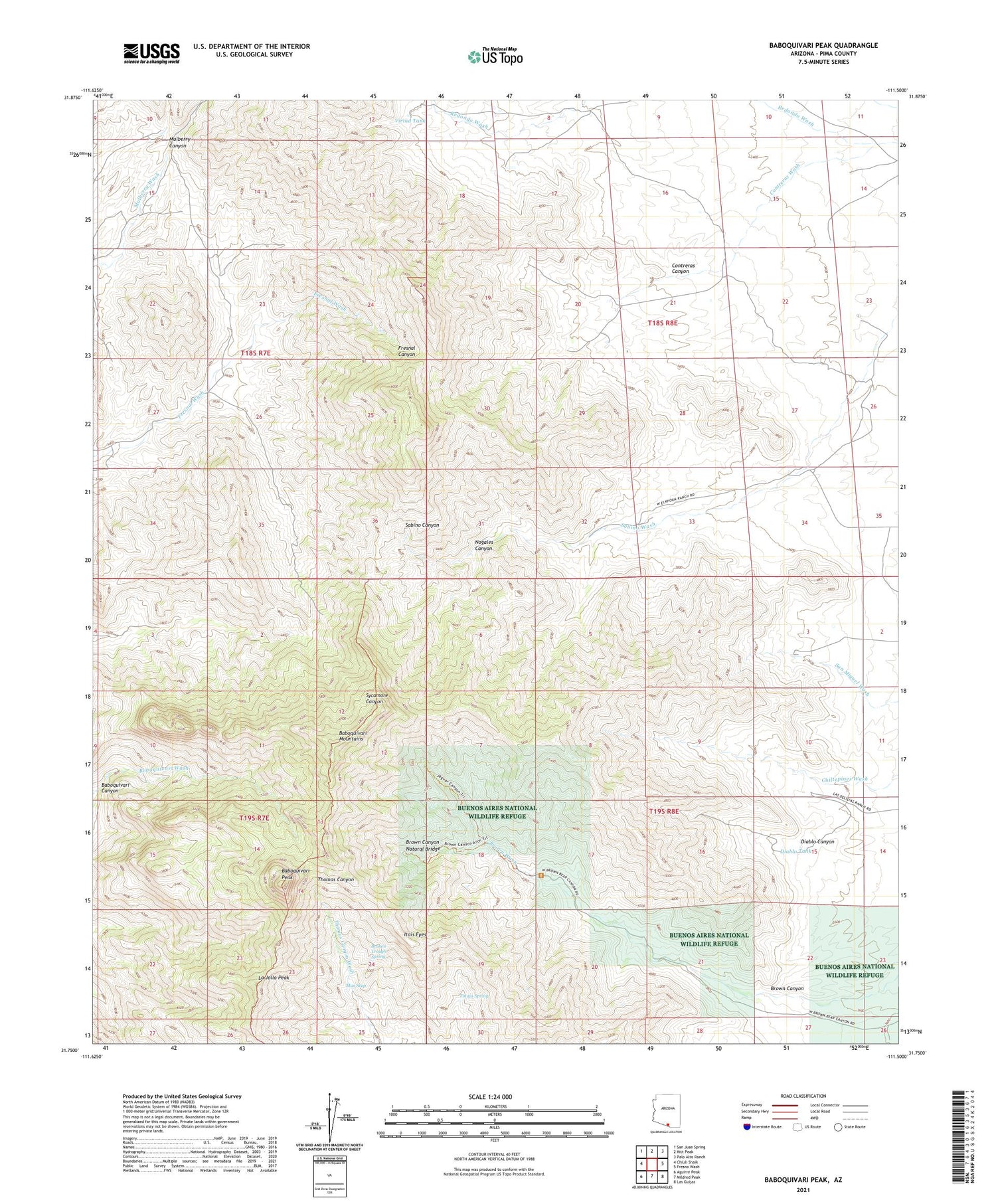 Baboquivari Peak Arizona US Topo Map Image