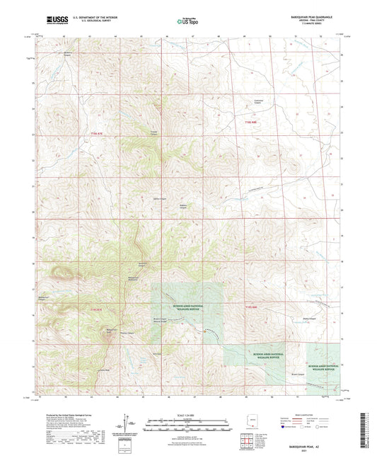 Baboquivari Peak Arizona US Topo Map Image