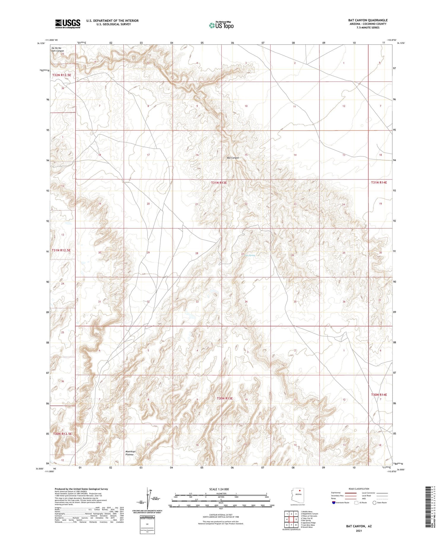 Bat Canyon Arizona US Topo Map Image