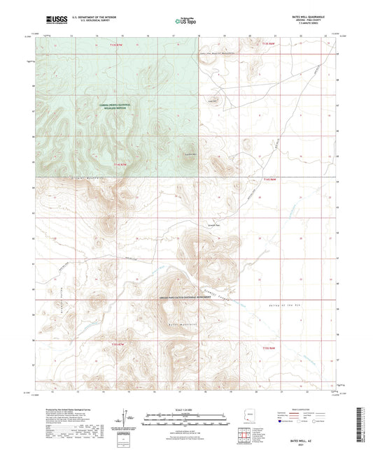 Bates Well Arizona US Topo Map Image