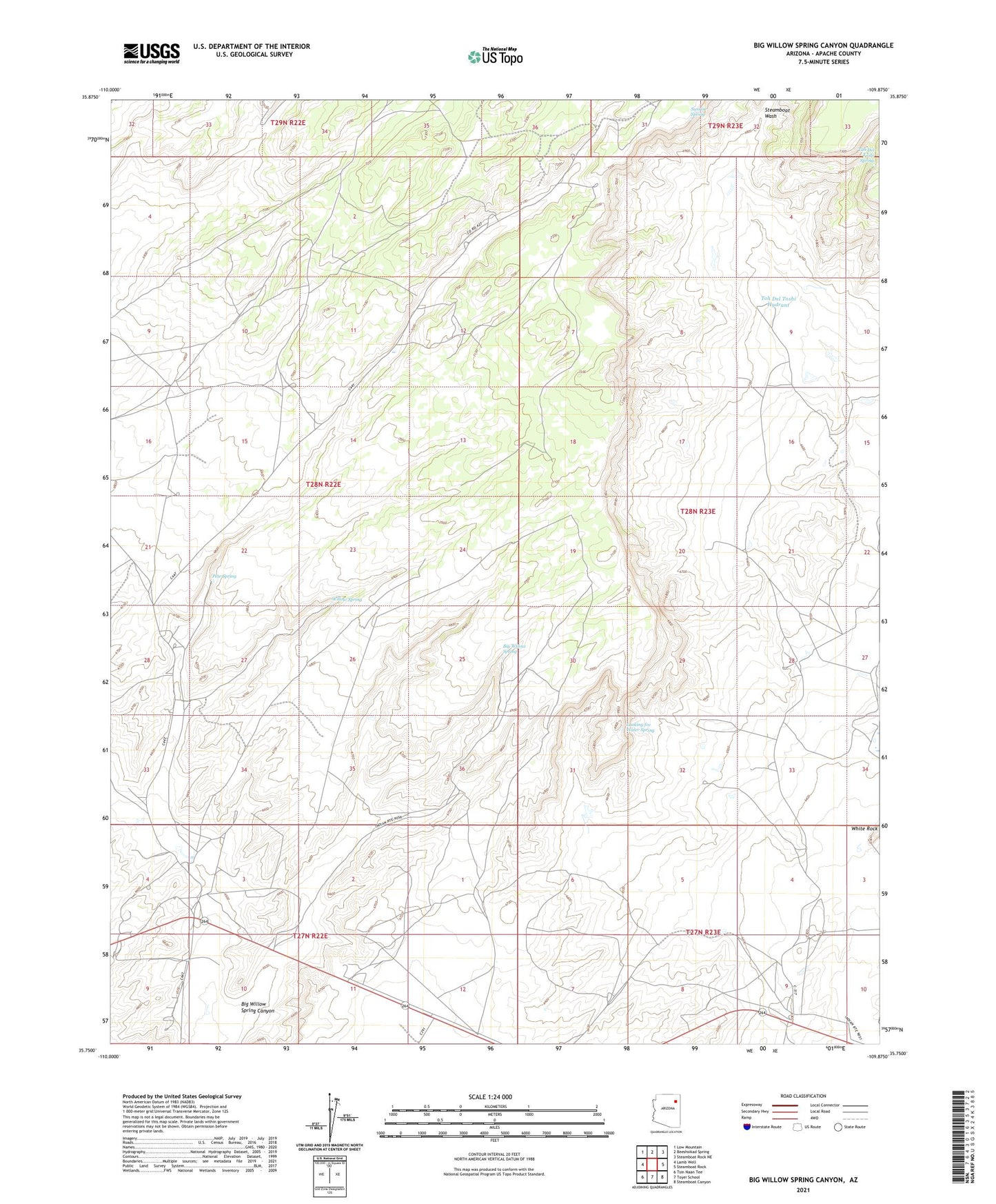 Big Willow Spring Canyon Arizona US Topo Map Image