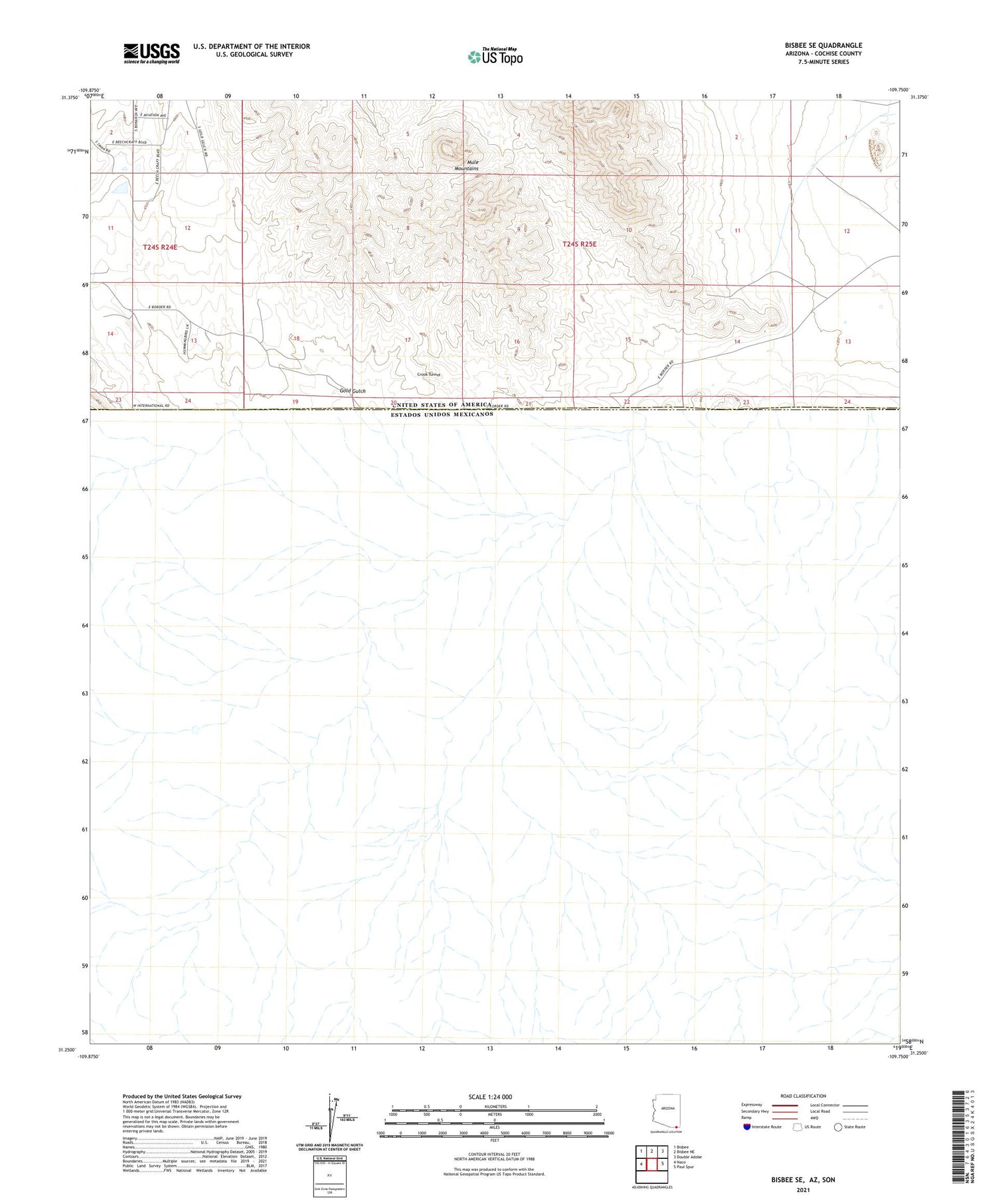 Bisbee SE Arizona US Topo Map Image