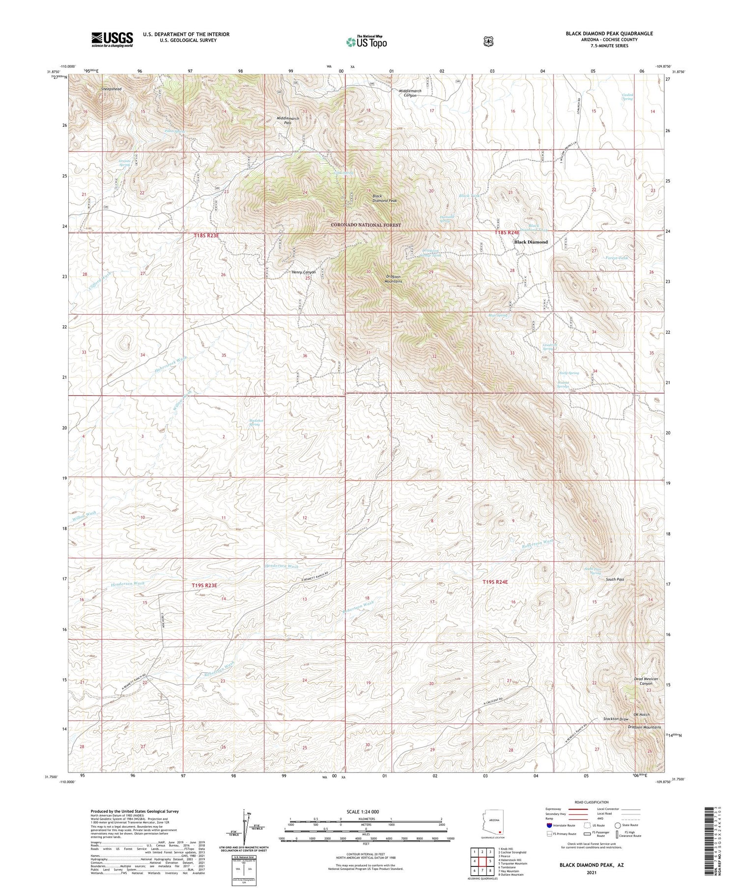 Black Diamond Peak Arizona US Topo Map Image