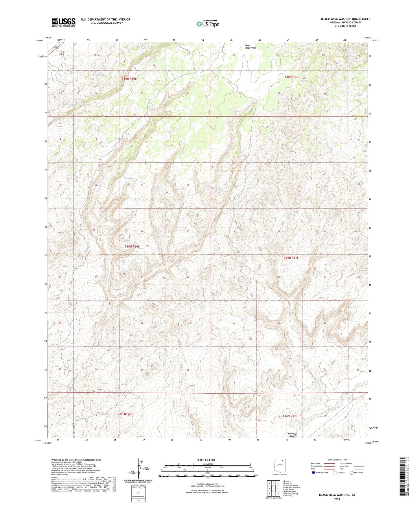 Black Mesa Wash NE Arizona US Topo Map Image