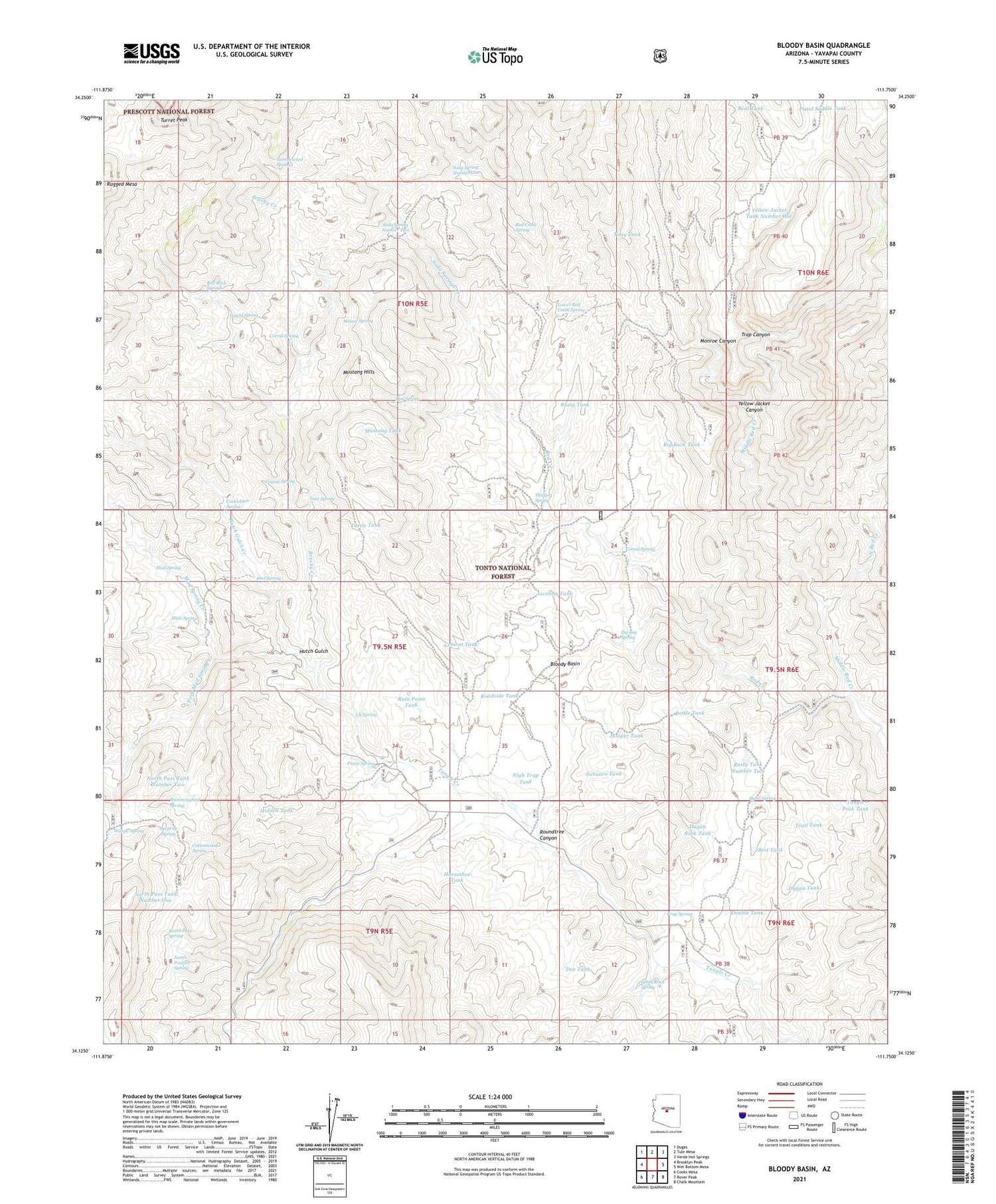 Bloody Basin Arizona US Topo Map Image