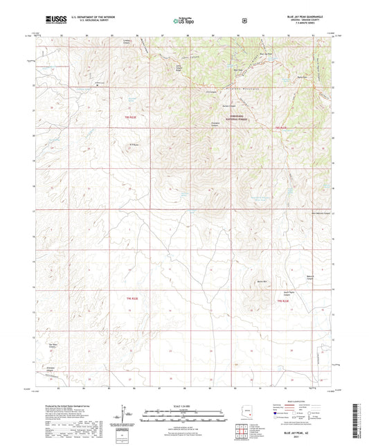 Blue Jay Peak Arizona US Topo Map Image