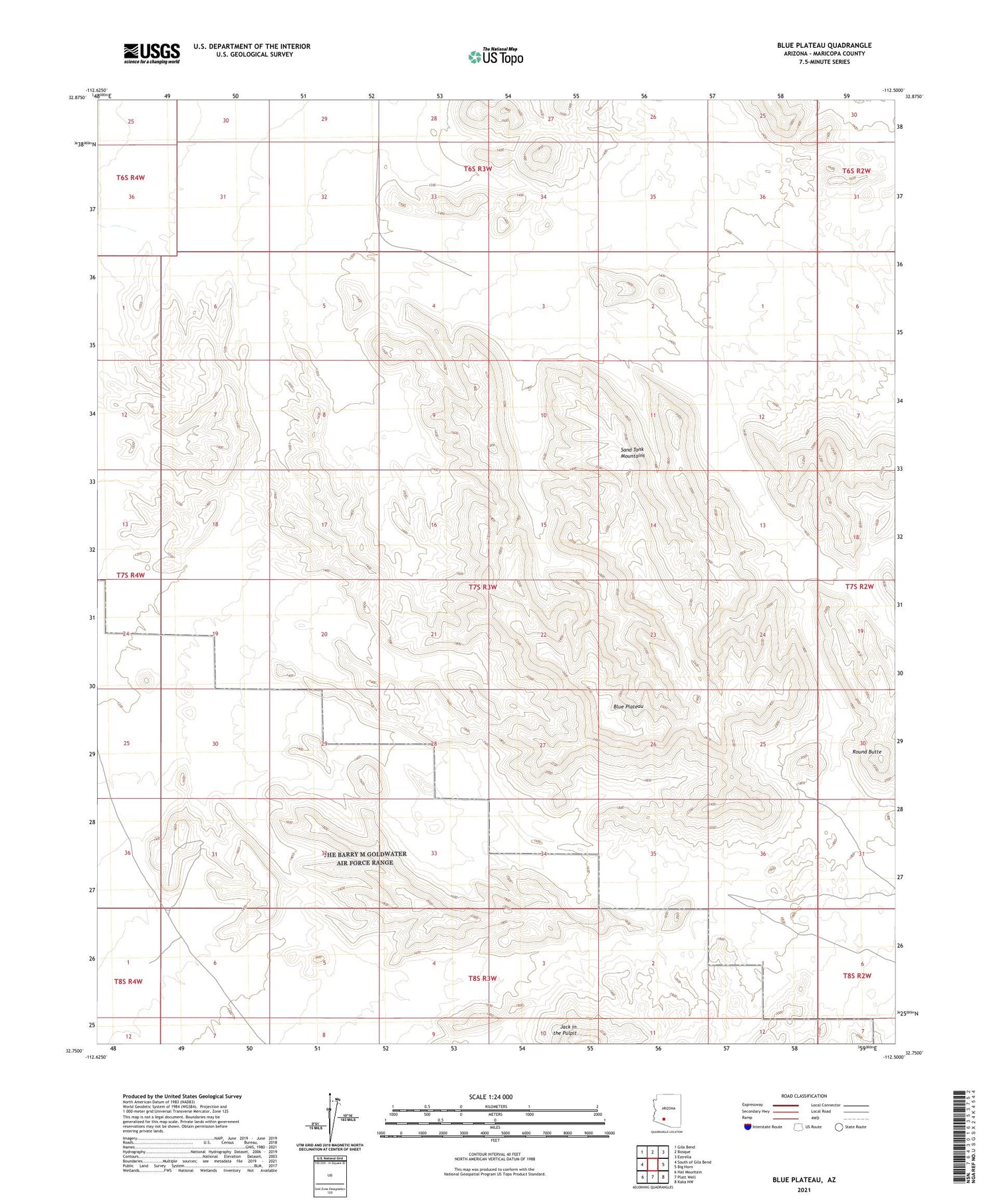 Blue Plateau Arizona US Topo Map Image