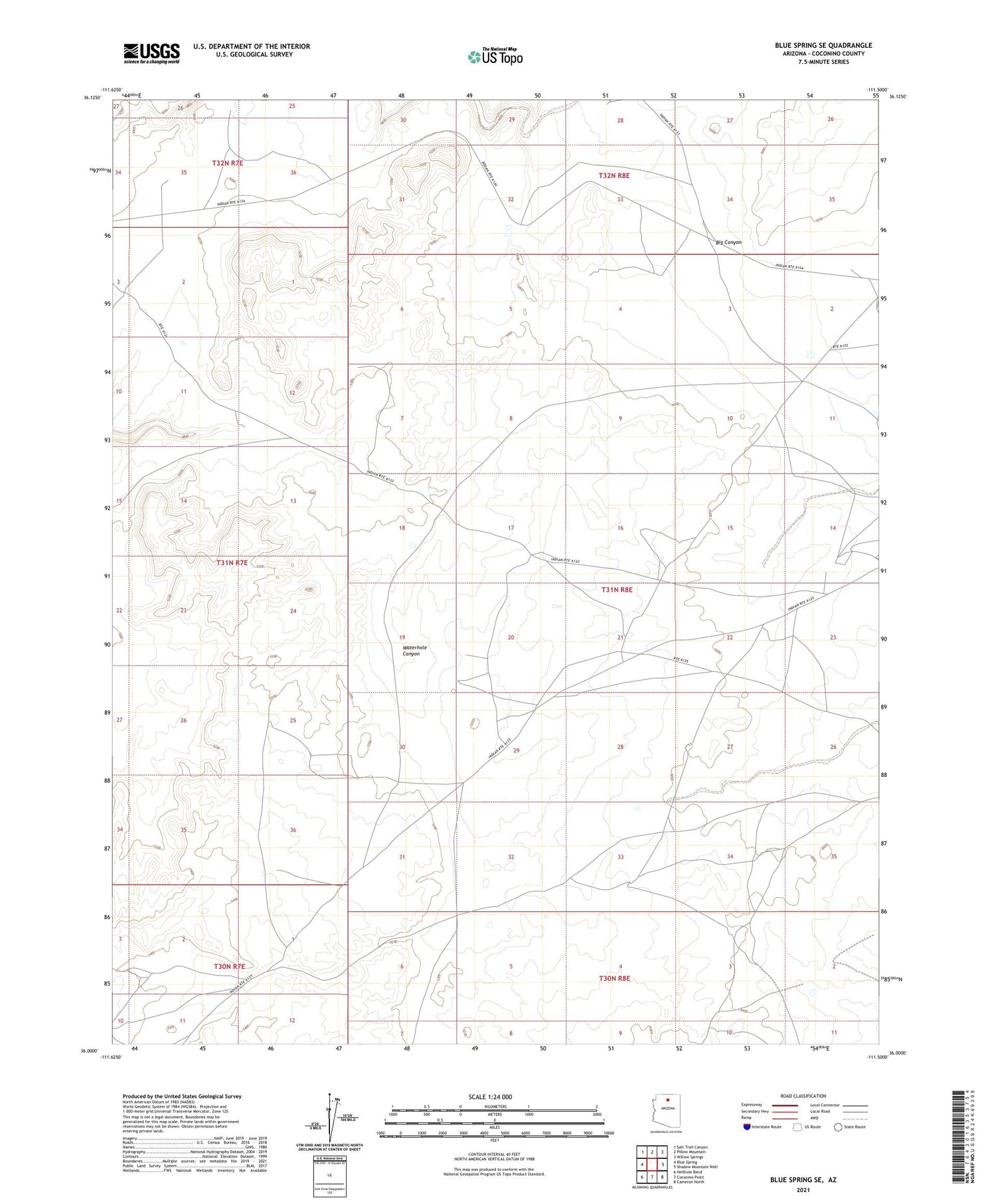 Blue Spring SE Arizona US Topo Map Image