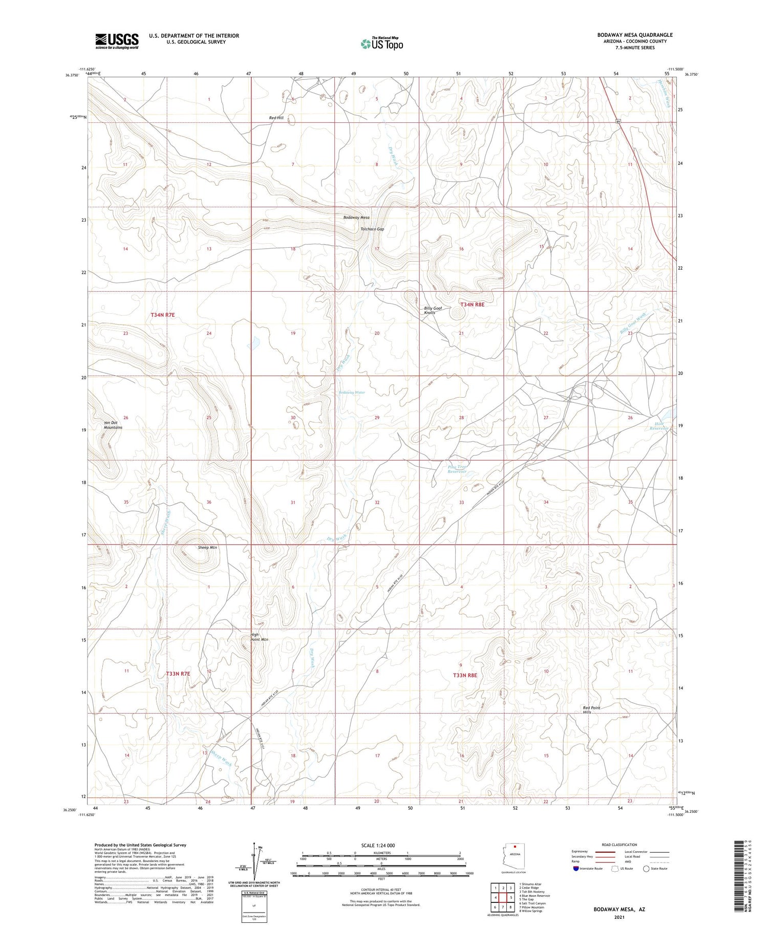 Bodaway Mesa Arizona US Topo Map Image