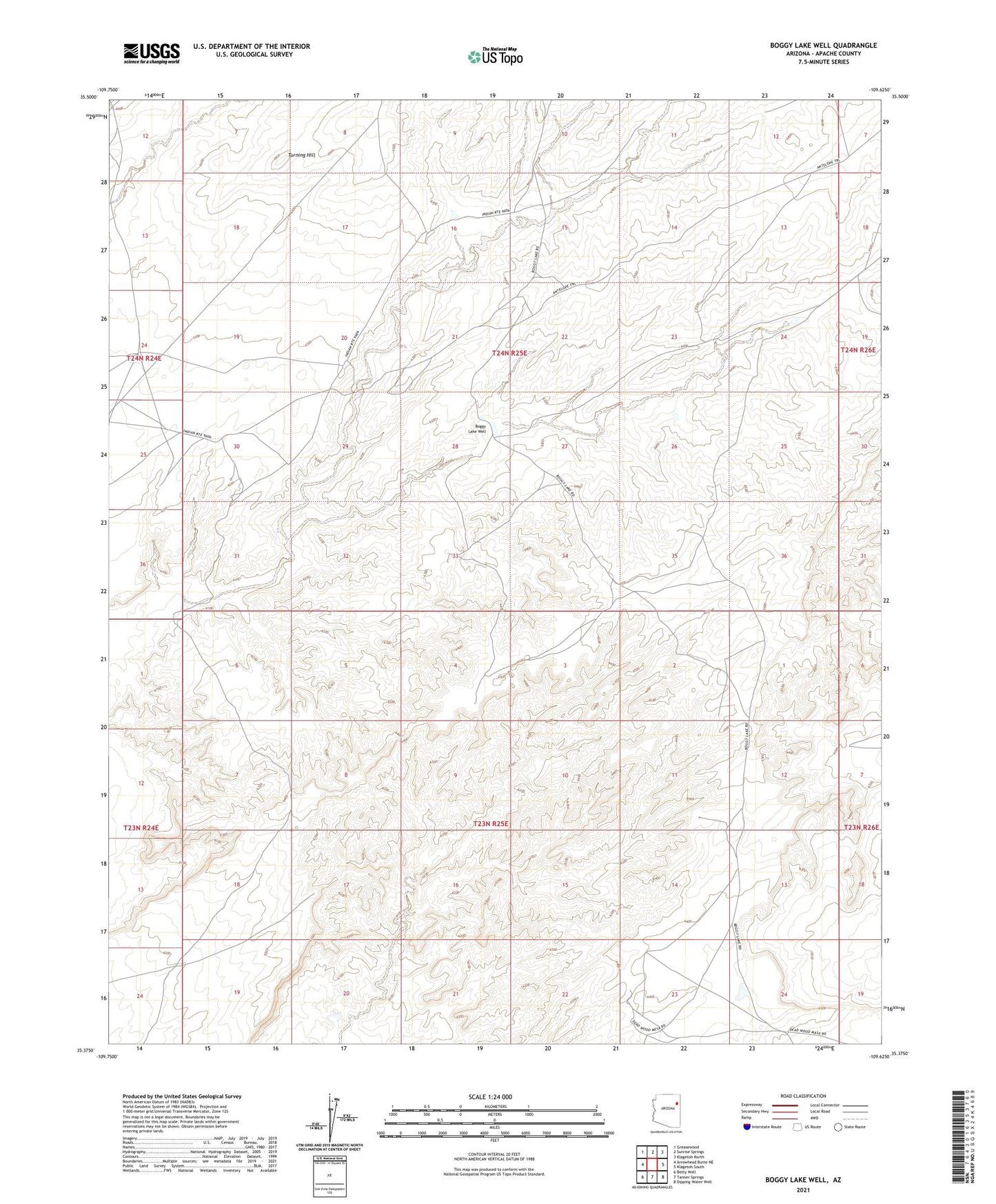 Boggy Lake Well Arizona US Topo Map Image