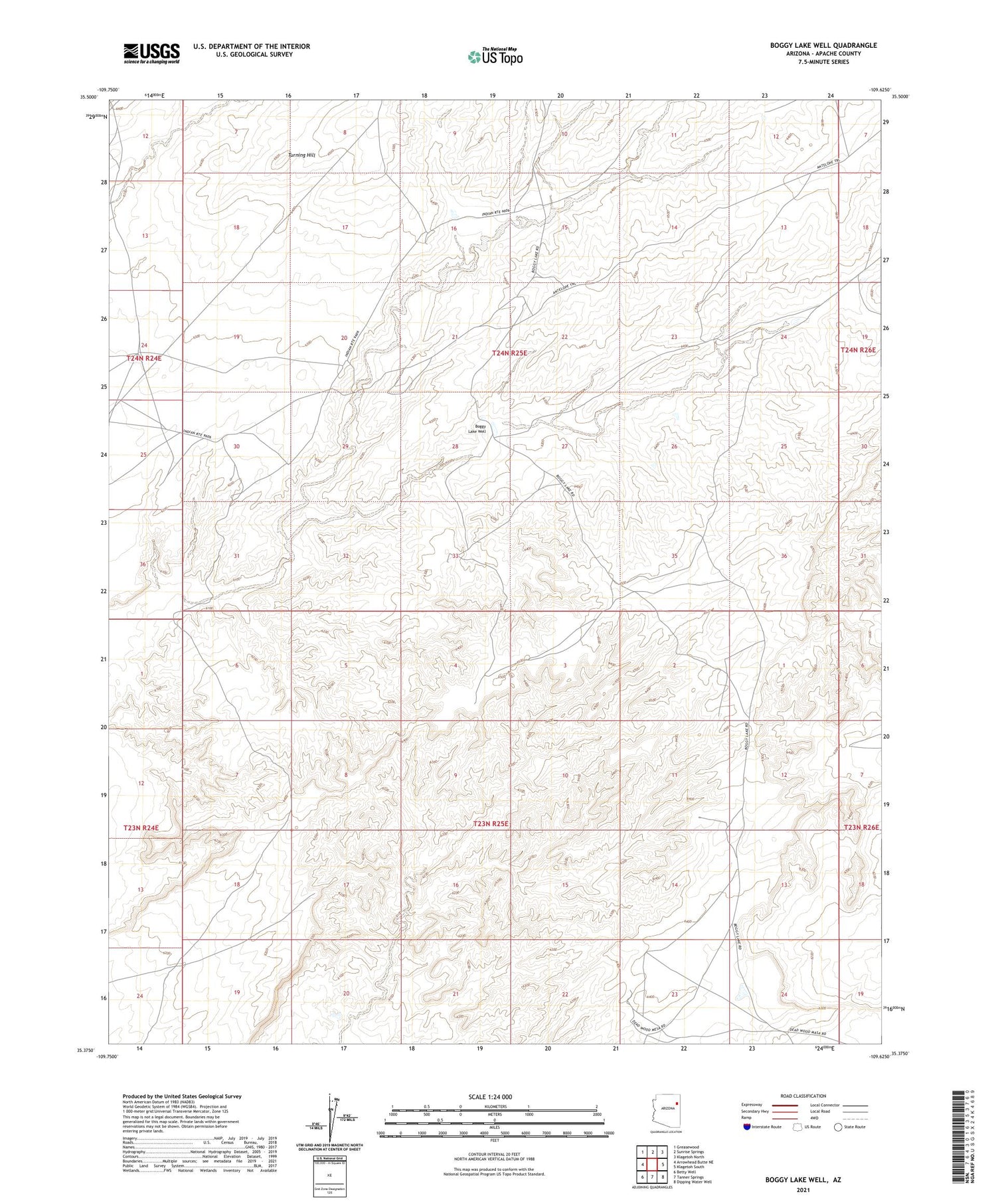 Boggy Lake Well Arizona US Topo Map Image