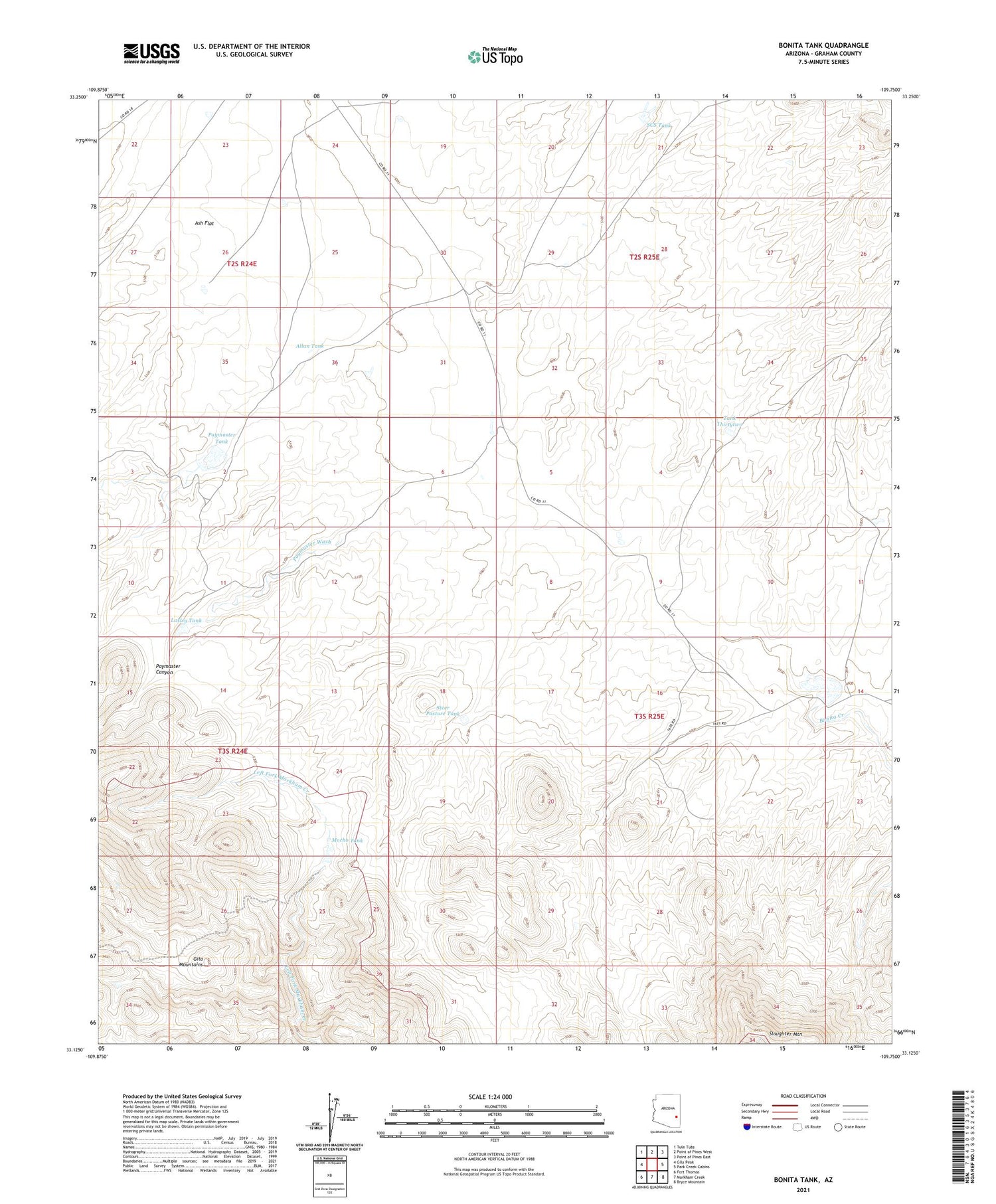 Bonita Tank Arizona US Topo Map Image