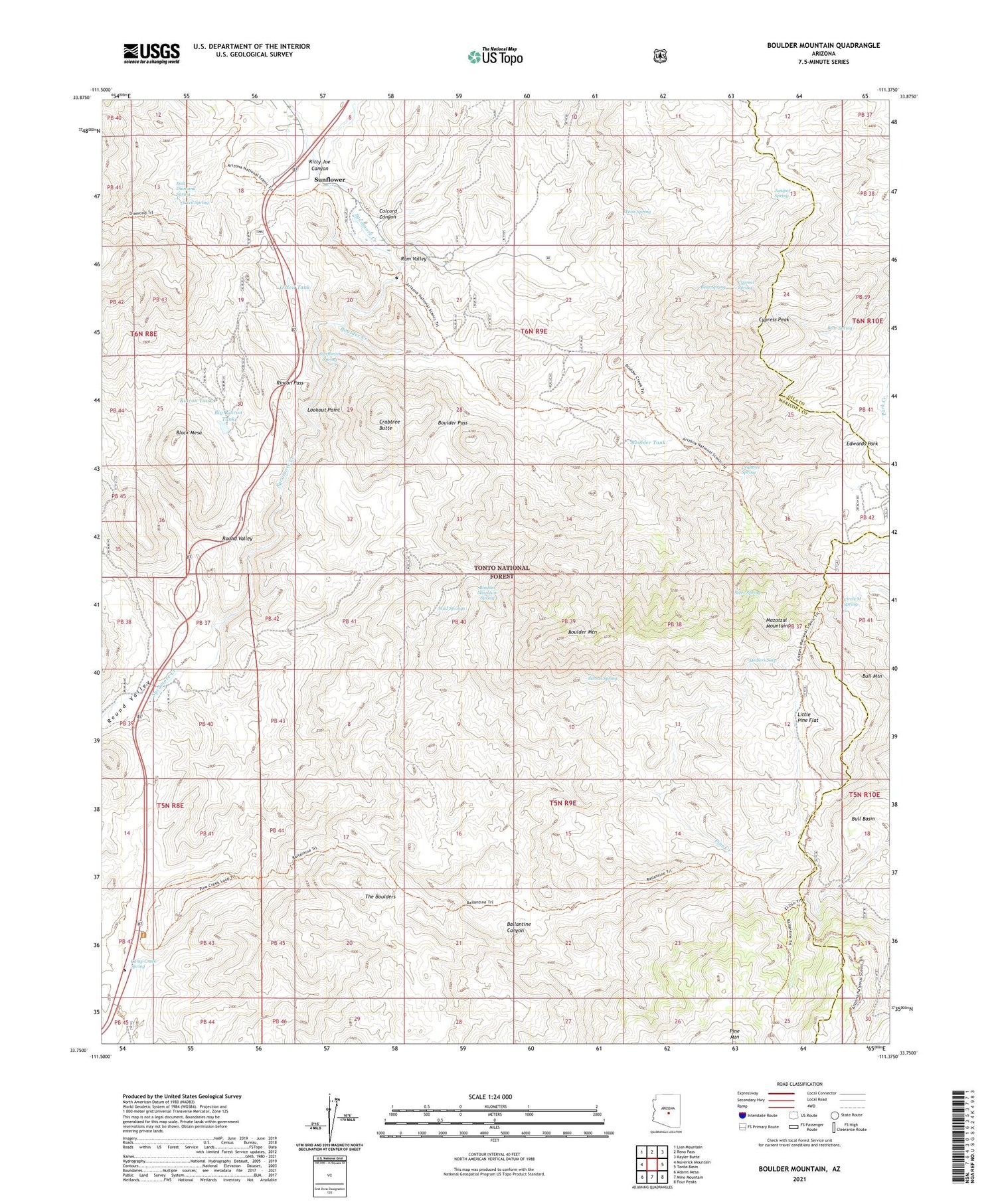 Boulder Mountain Arizona US Topo Map Image