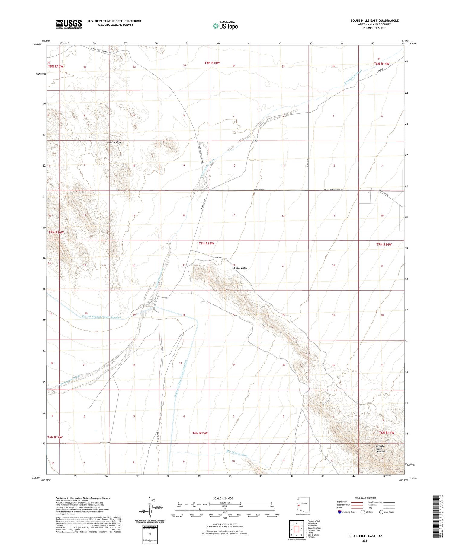 Bouse Hills East Arizona US Topo Map Image