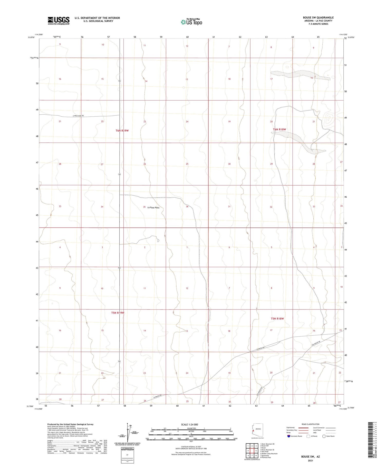Bouse SW Arizona US Topo Map Image