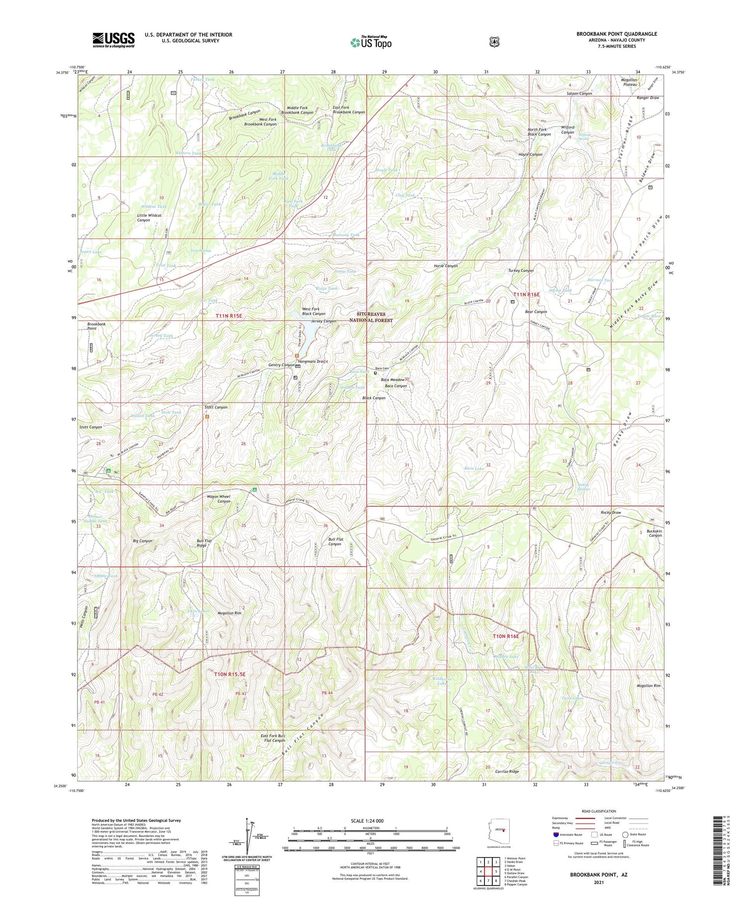 Brookbank Point Arizona US Topo Map Image