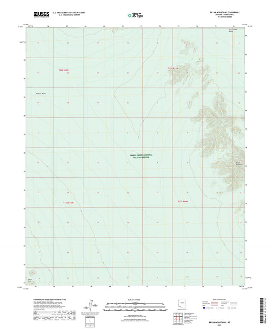 Bryan Mountains Arizona US Topo Map Image