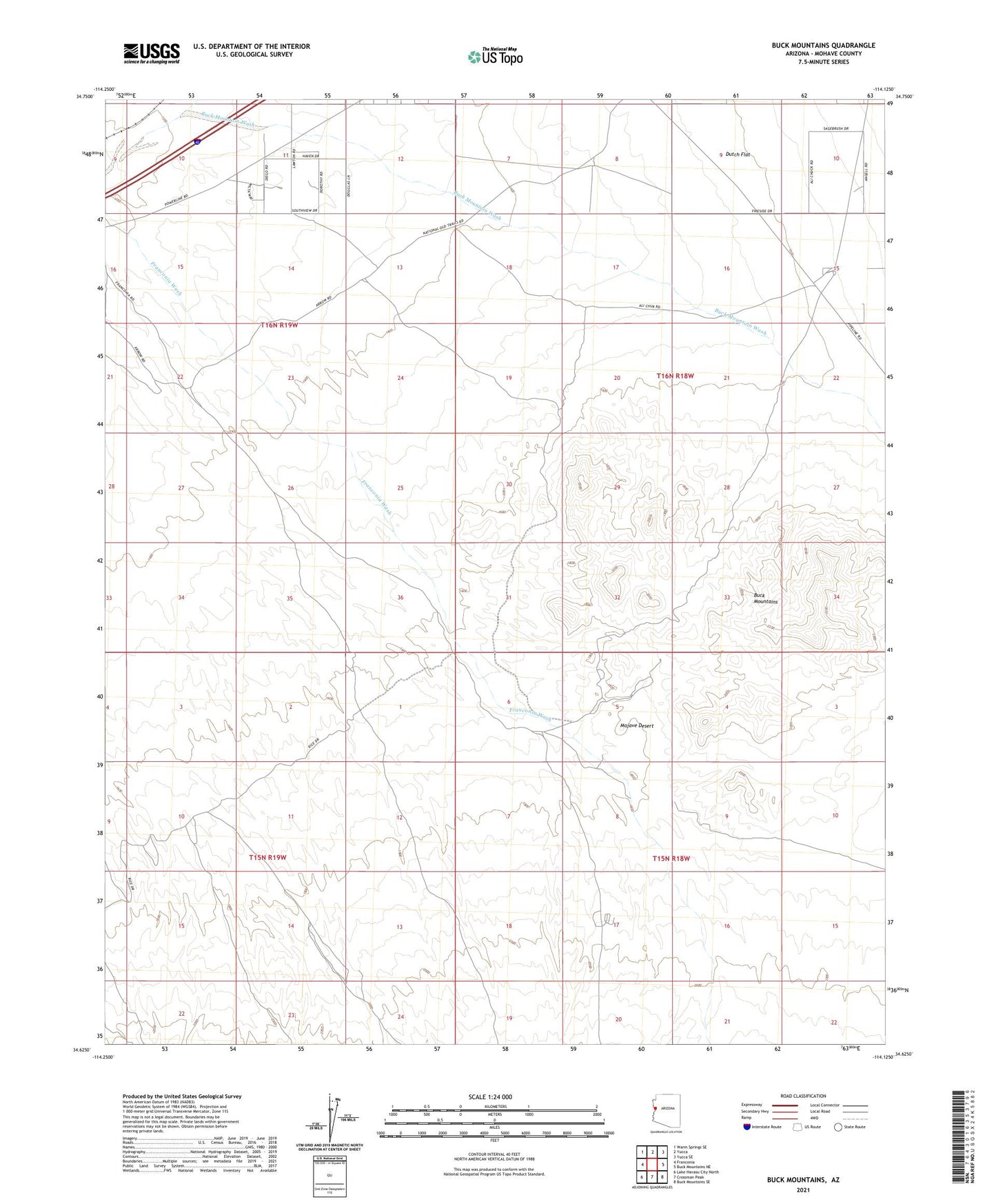 Buck Mountains Arizona US Topo Map Image