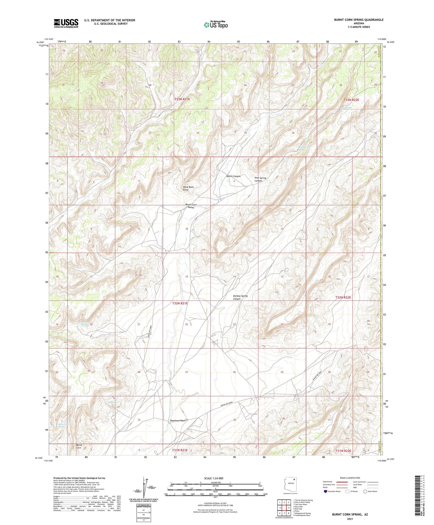 Burnt Corn Spring Arizona US Topo Map Image