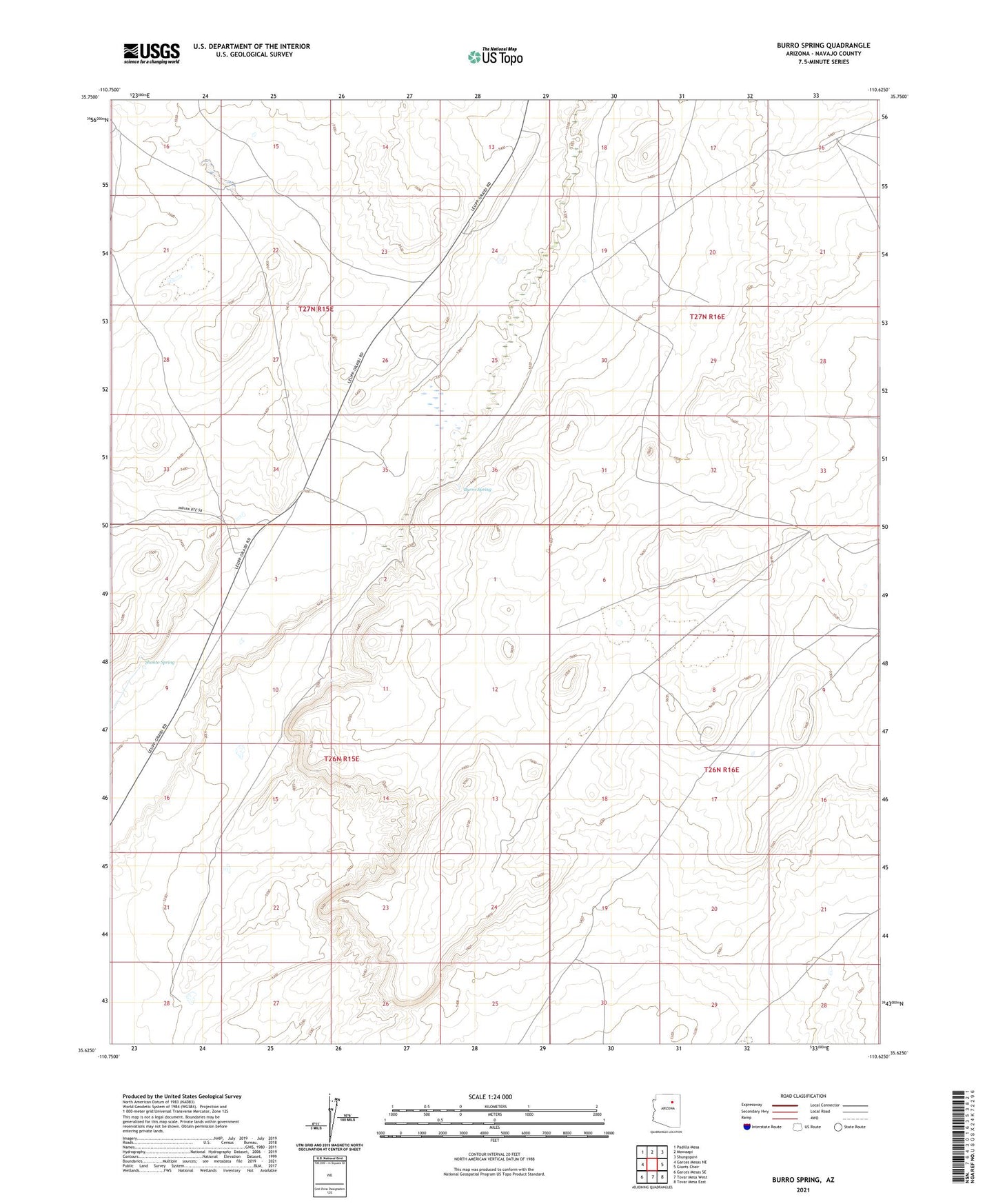 Burro Spring Arizona US Topo Map Image