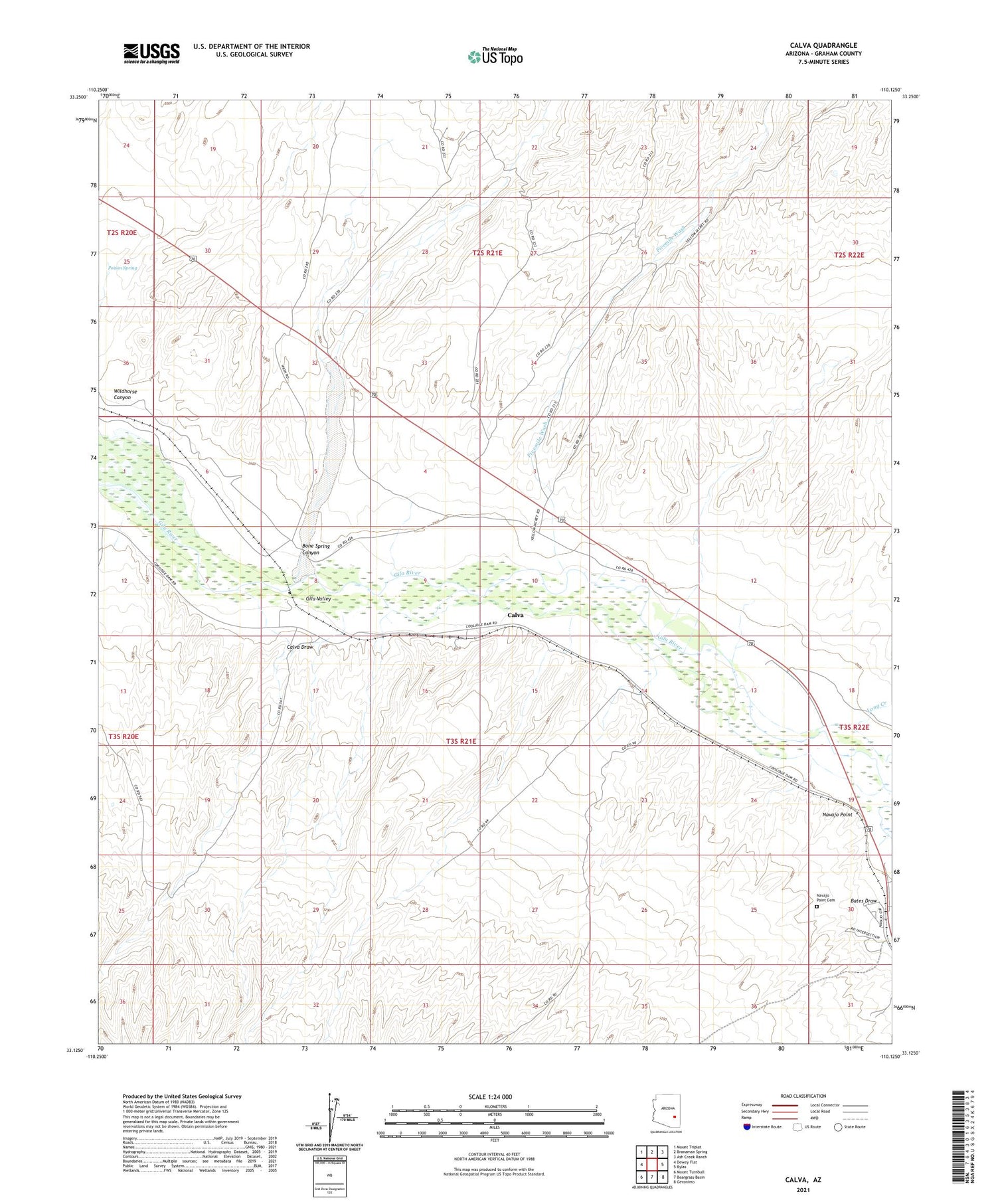 Calva Arizona US Topo Map Image