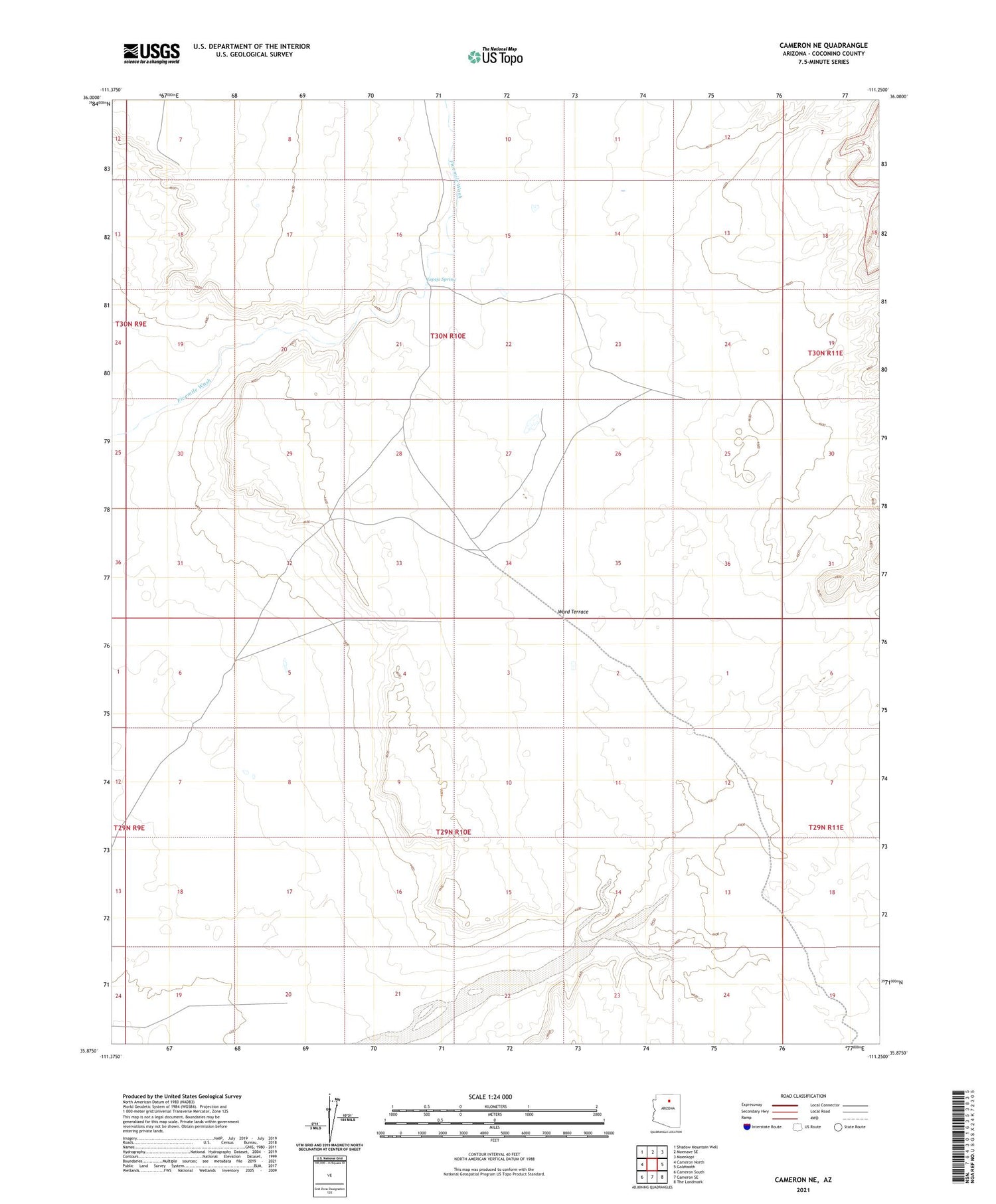 Cameron NE Arizona US Topo Map Image