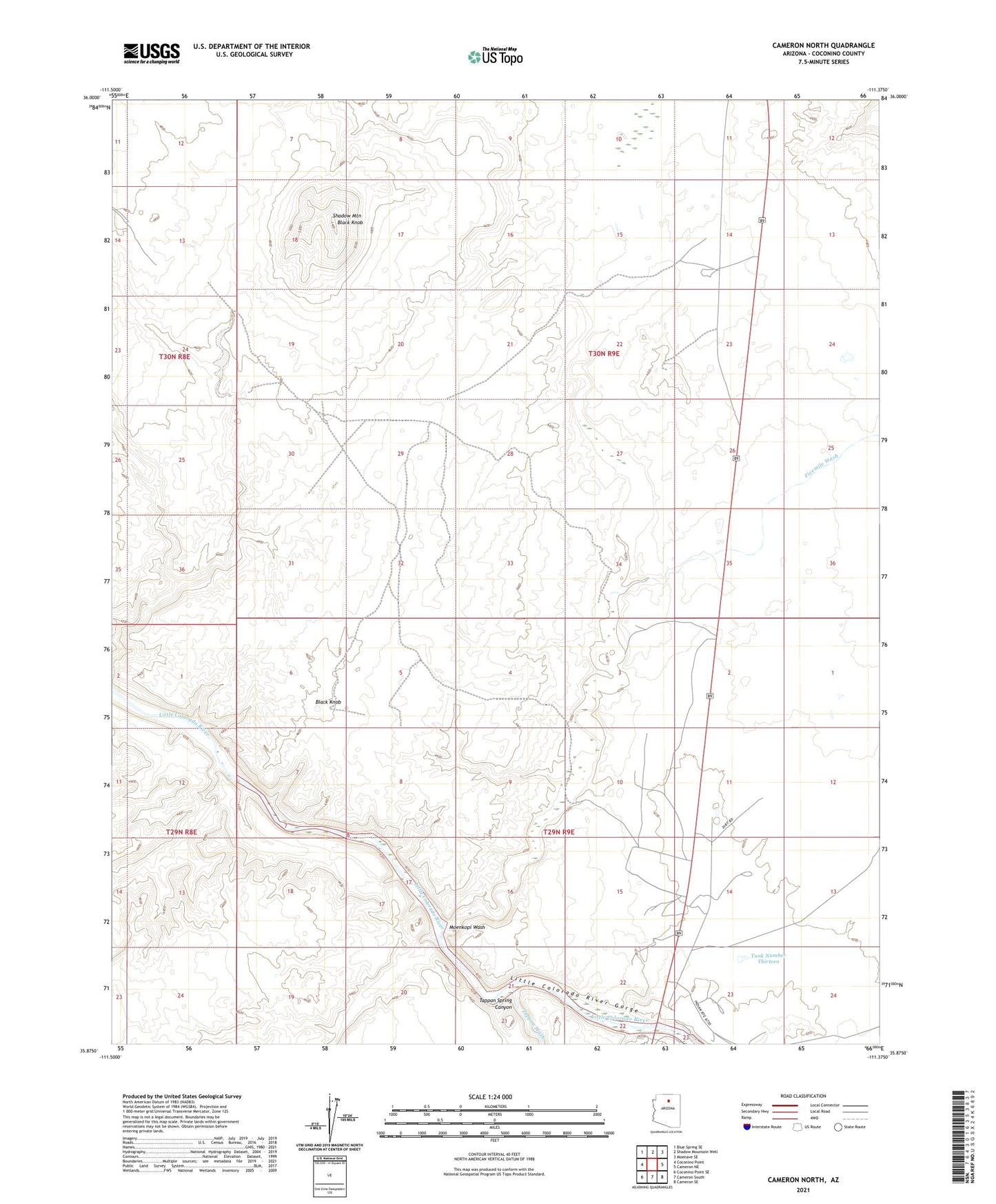 Cameron North Arizona US Topo Map Image