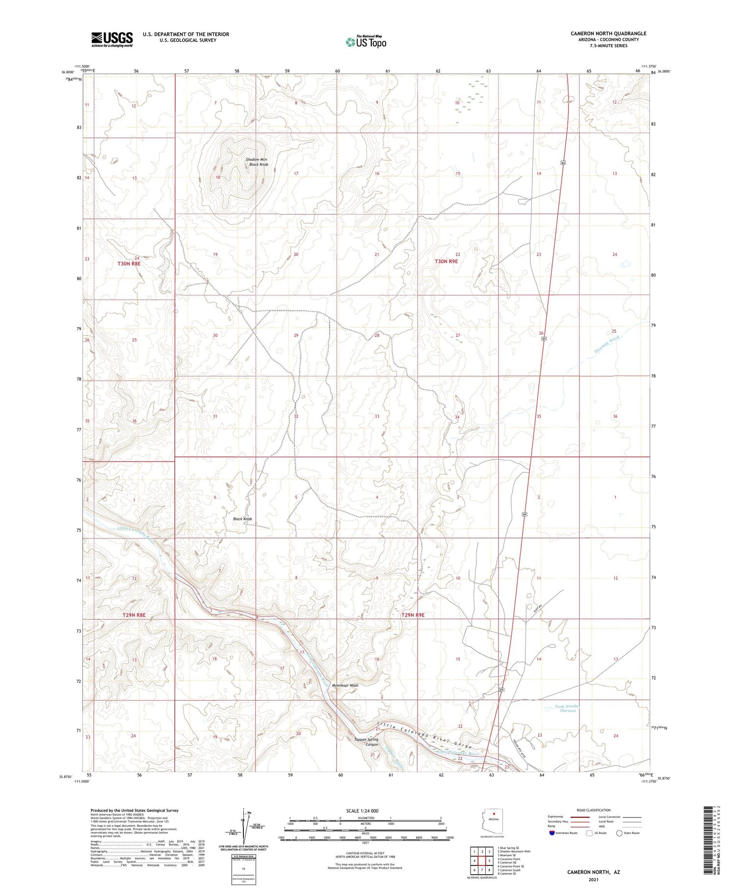 Cameron North Arizona US Topo Map Image