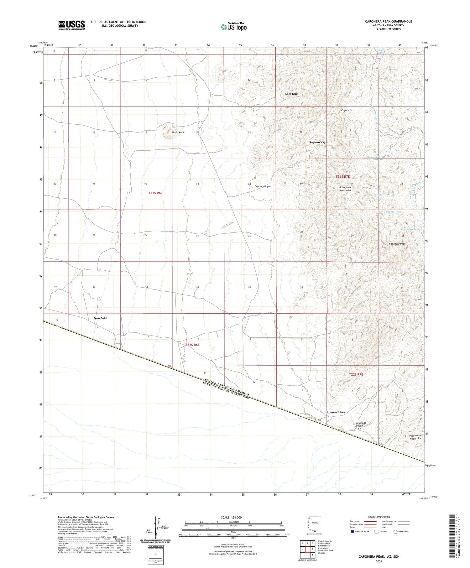 Caponera Peak Arizona US Topo Map Image