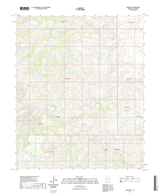 Carrizo SE Arizona US Topo Map Image
