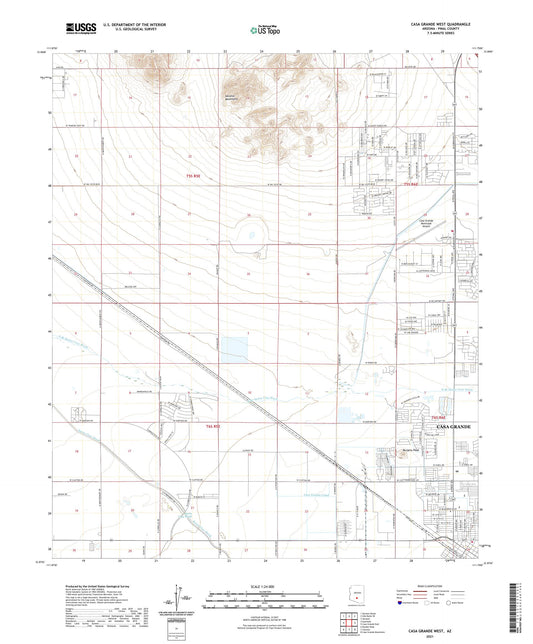 Casa Grande West Arizona US Topo Map Image