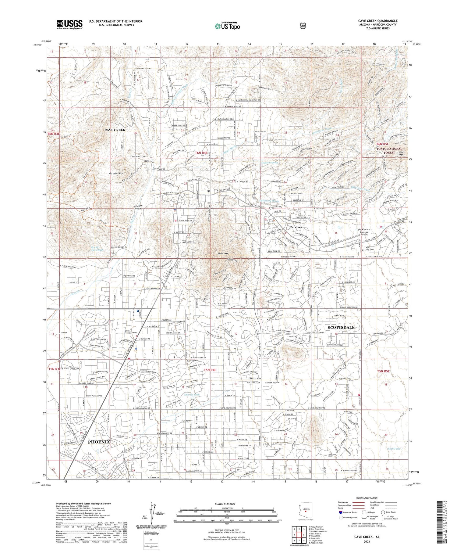 Cave Creek Arizona US Topo Map Image