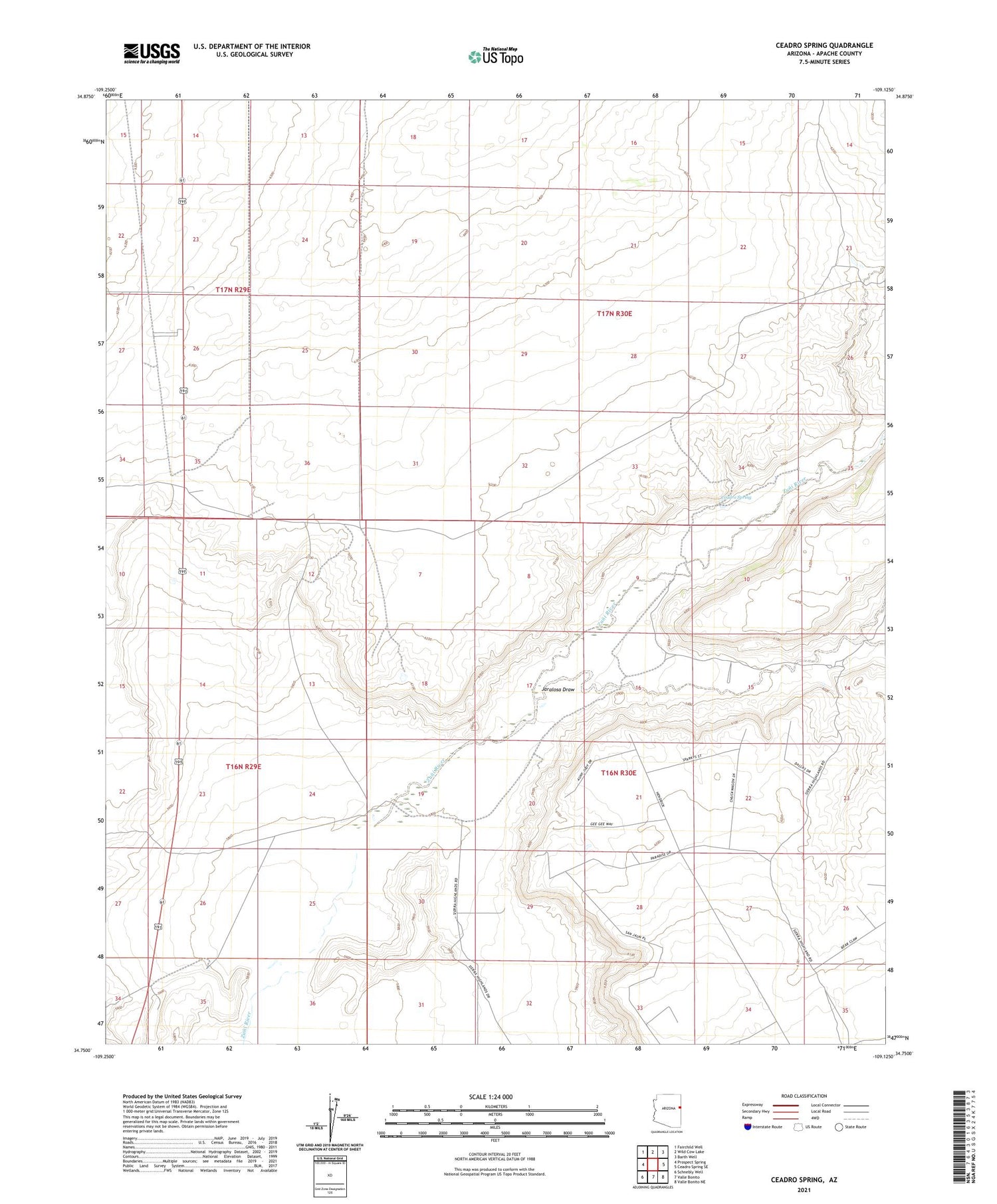 Ceadro Spring Arizona US Topo Map Image