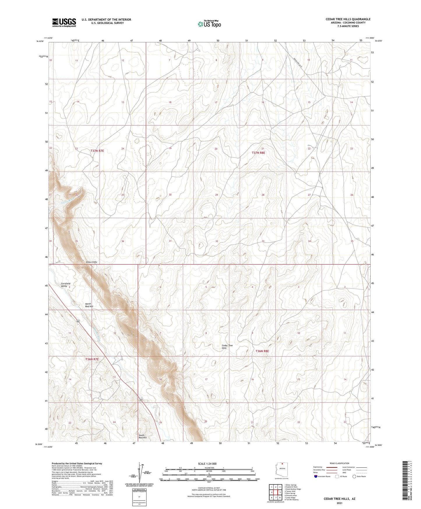 Cedar Tree Hills Arizona US Topo Map Image